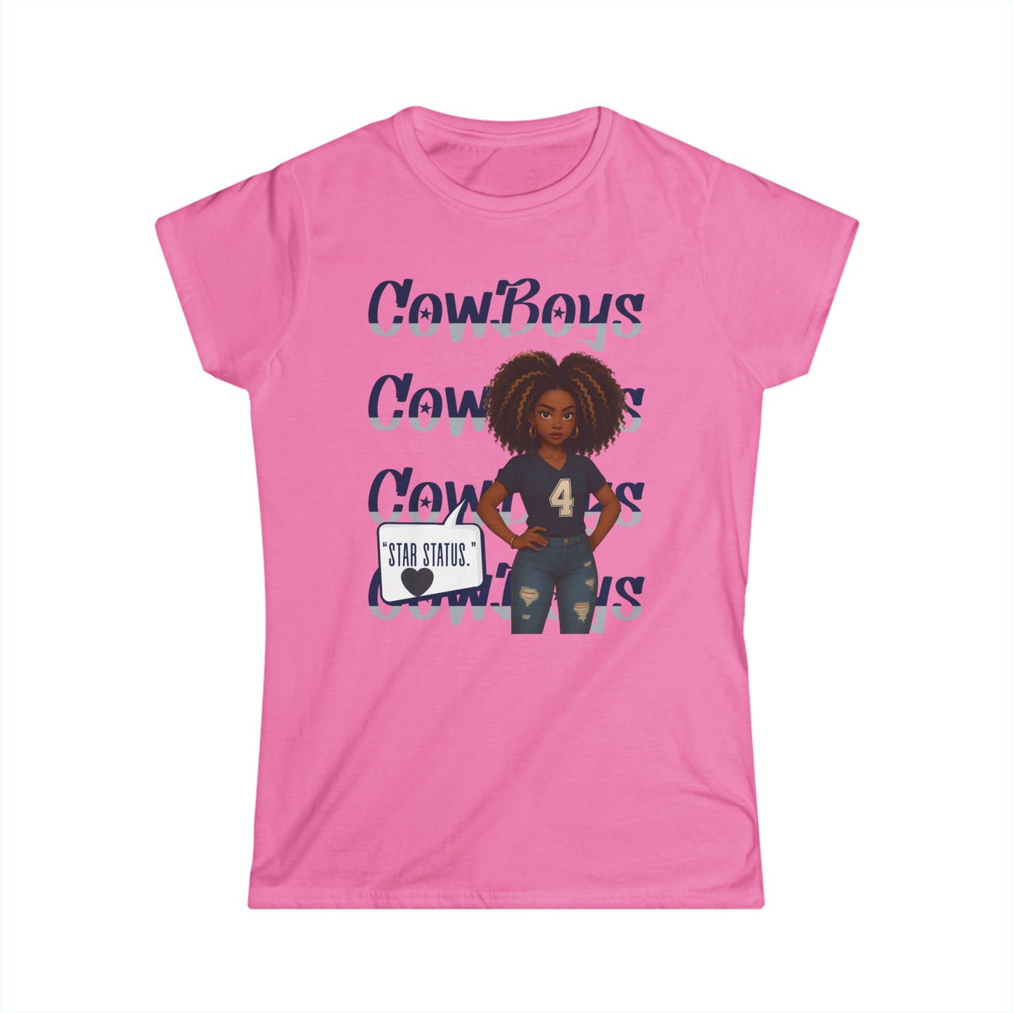 Cowboys Graphic Women's Tee, Softstyle Shirt, Football Fan Apparel, Sportswear Gift, Casual Cute Top