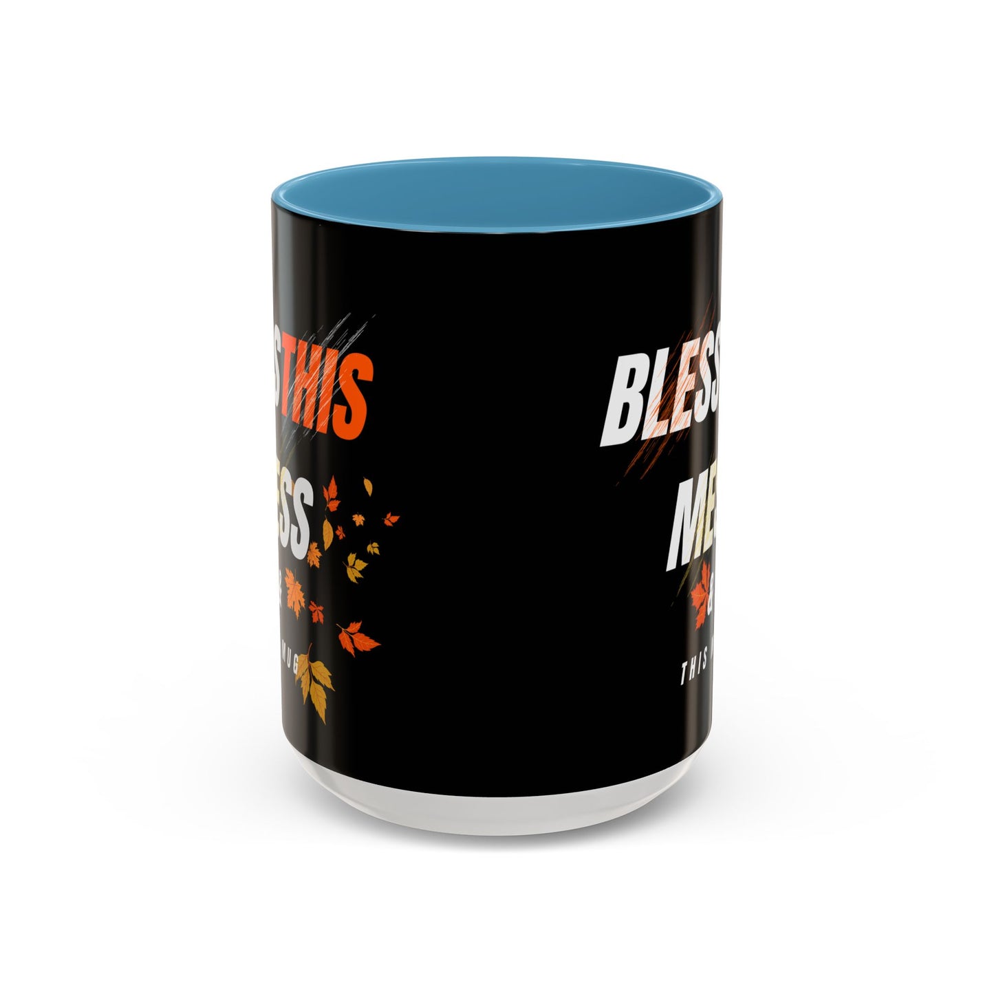 Bless This Mess Coffee Mug, Autumn Mug, Funny Mug Gift, Black Ceramic Mug, Fall Coffee Cup