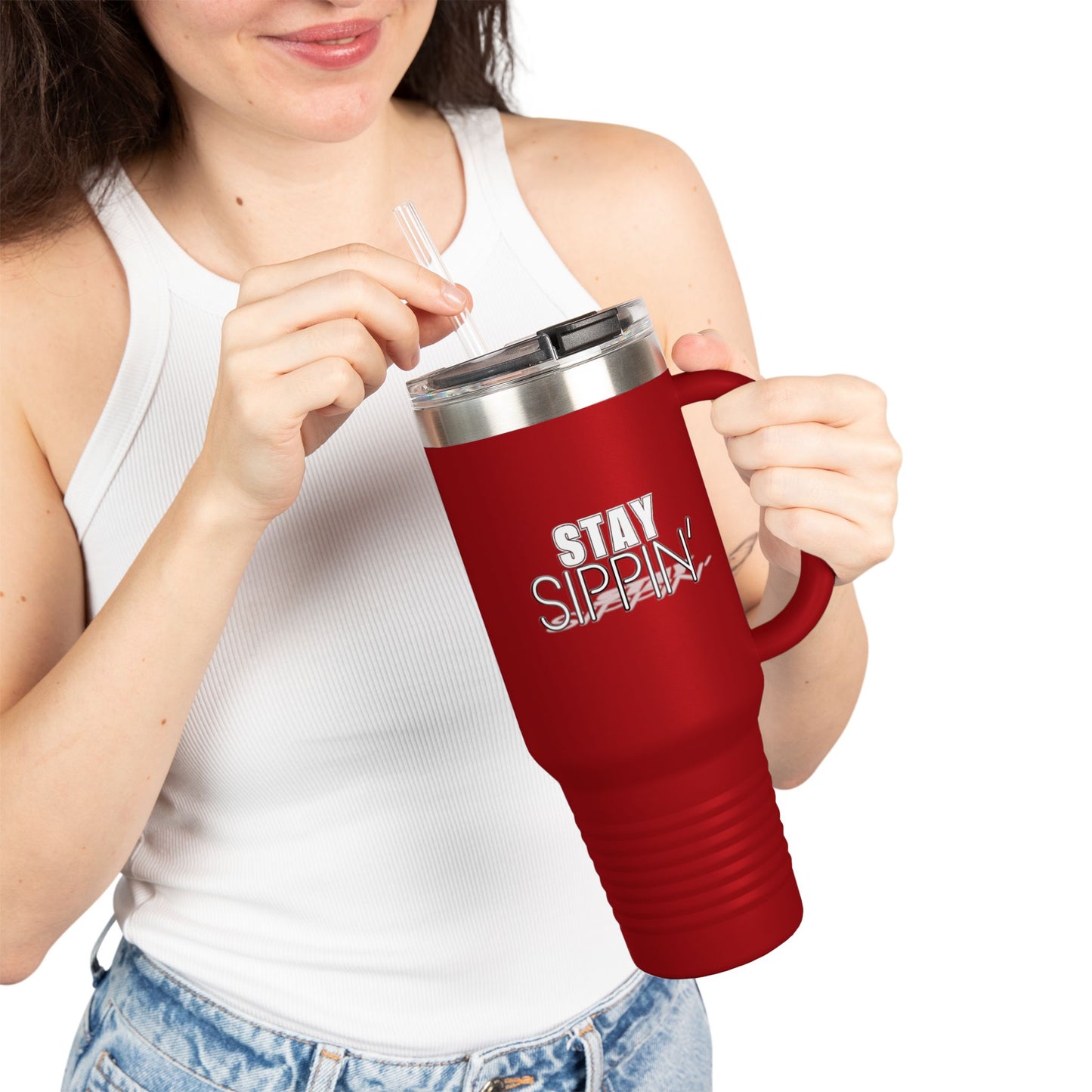 Stay Sippin' Insulated Travel Mug, Perfect for On-the-Go, 40oz Drinkware, Eco-Friendly, Great Gift for Coffee Lovers, Road Trips