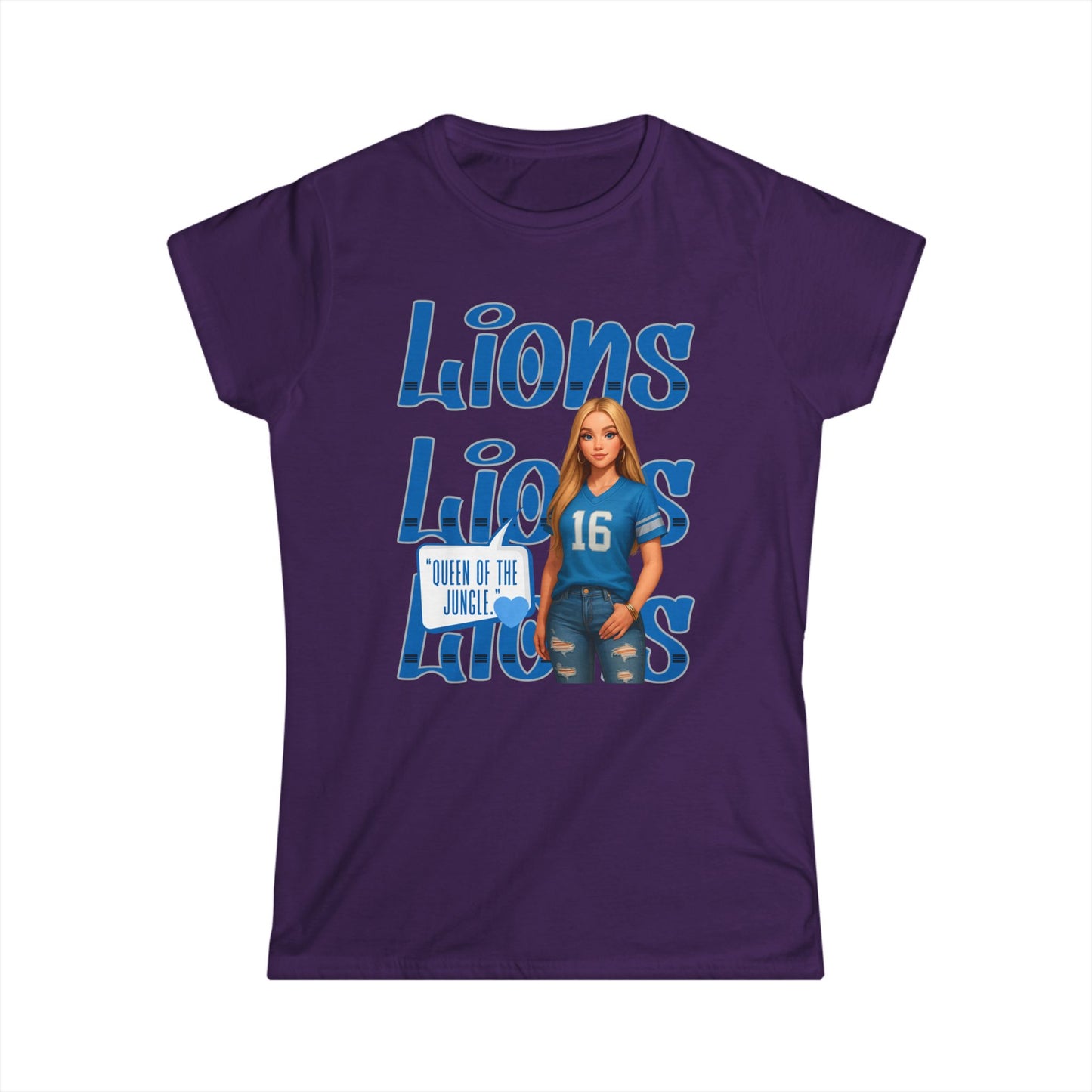 Lions Queen Women's Tee, Casual Fan Shirt, Women's Graphic Top, Gift for Sports Lovers, Birthday Present