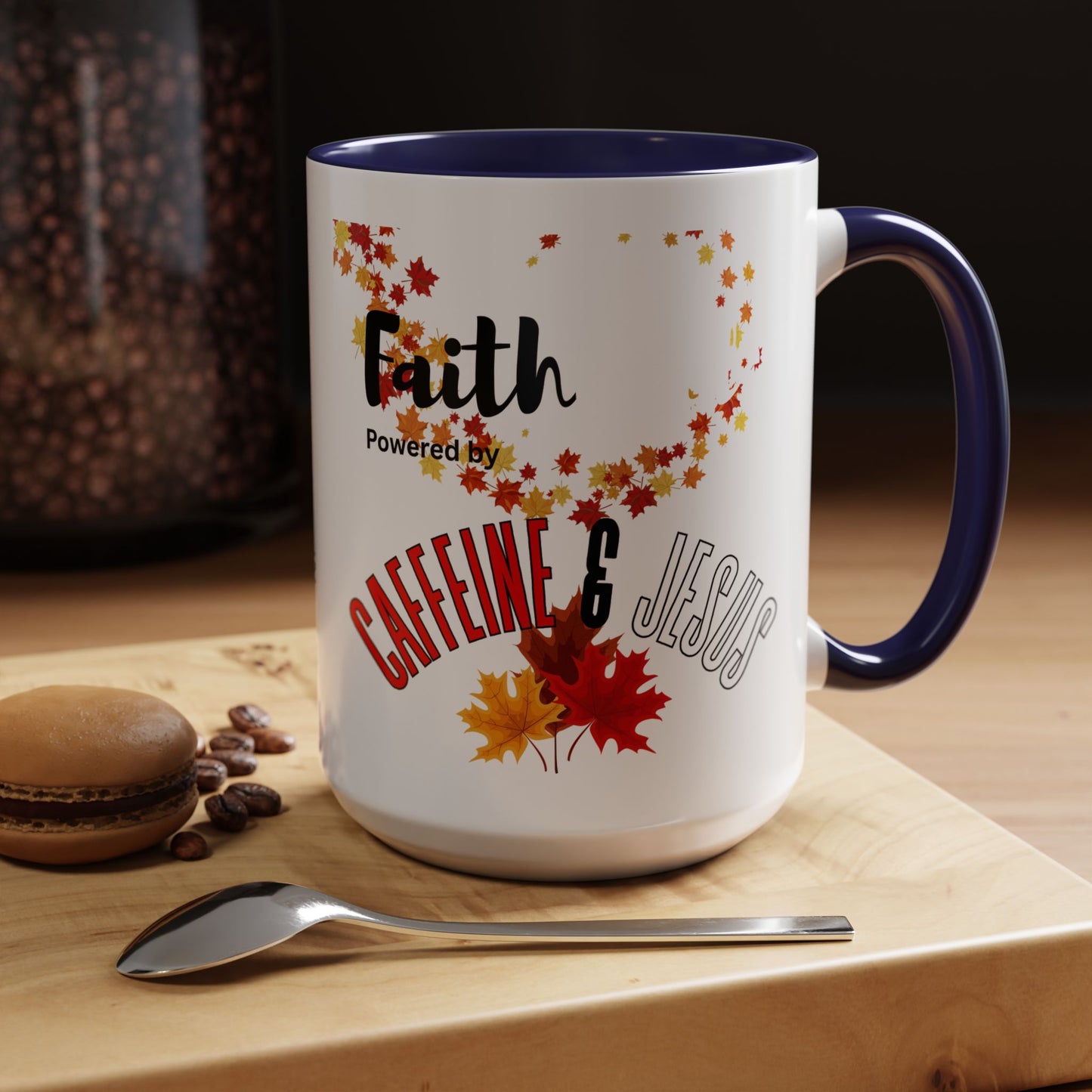 Faith & Caffeine Fall Coffee Mug | Perfect for Autumn Lovers, Thanksgiving Gift, Religious Coffee Cup, Inspirational Drinkware, Cozy Vibes