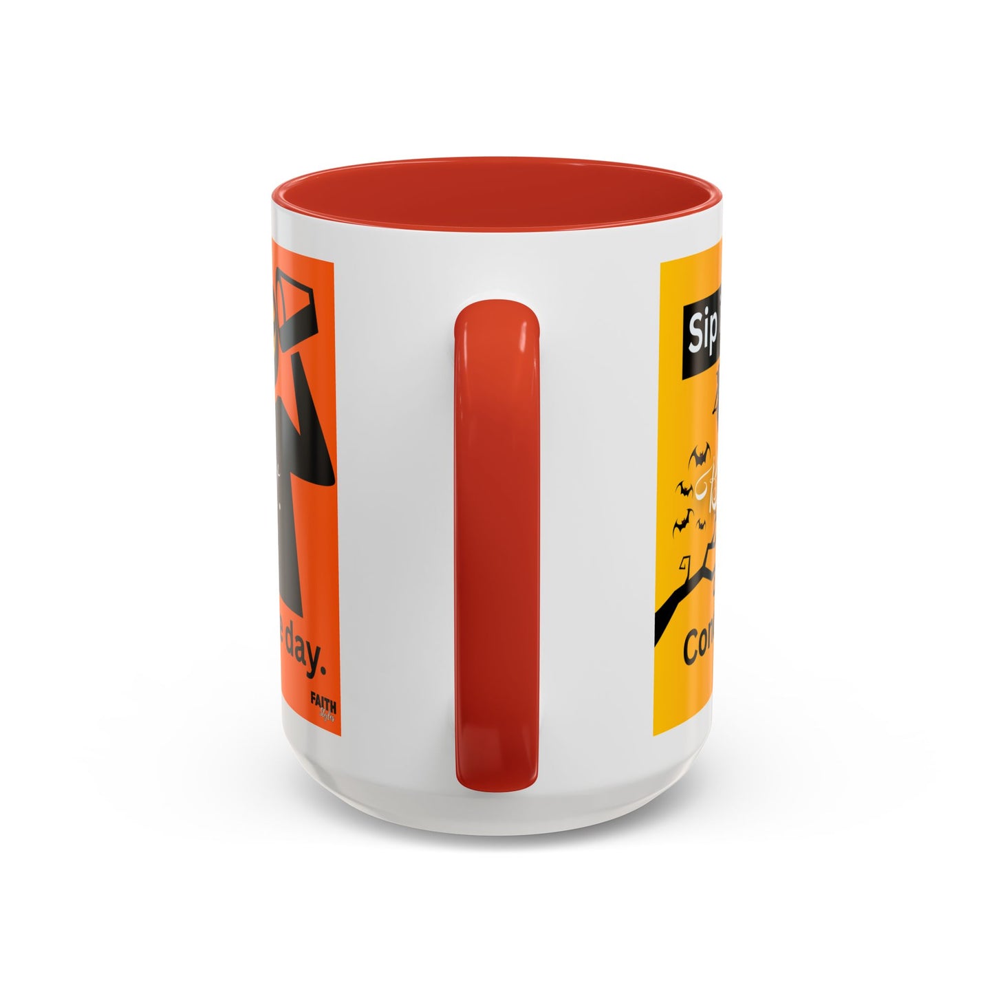 FaithStyles Halloween-Themed Coffee Mug, Sip It Believe It Conquer the Day, Fall Decor, Gift for Pumpkin Lovers, Autumn Kitchenware