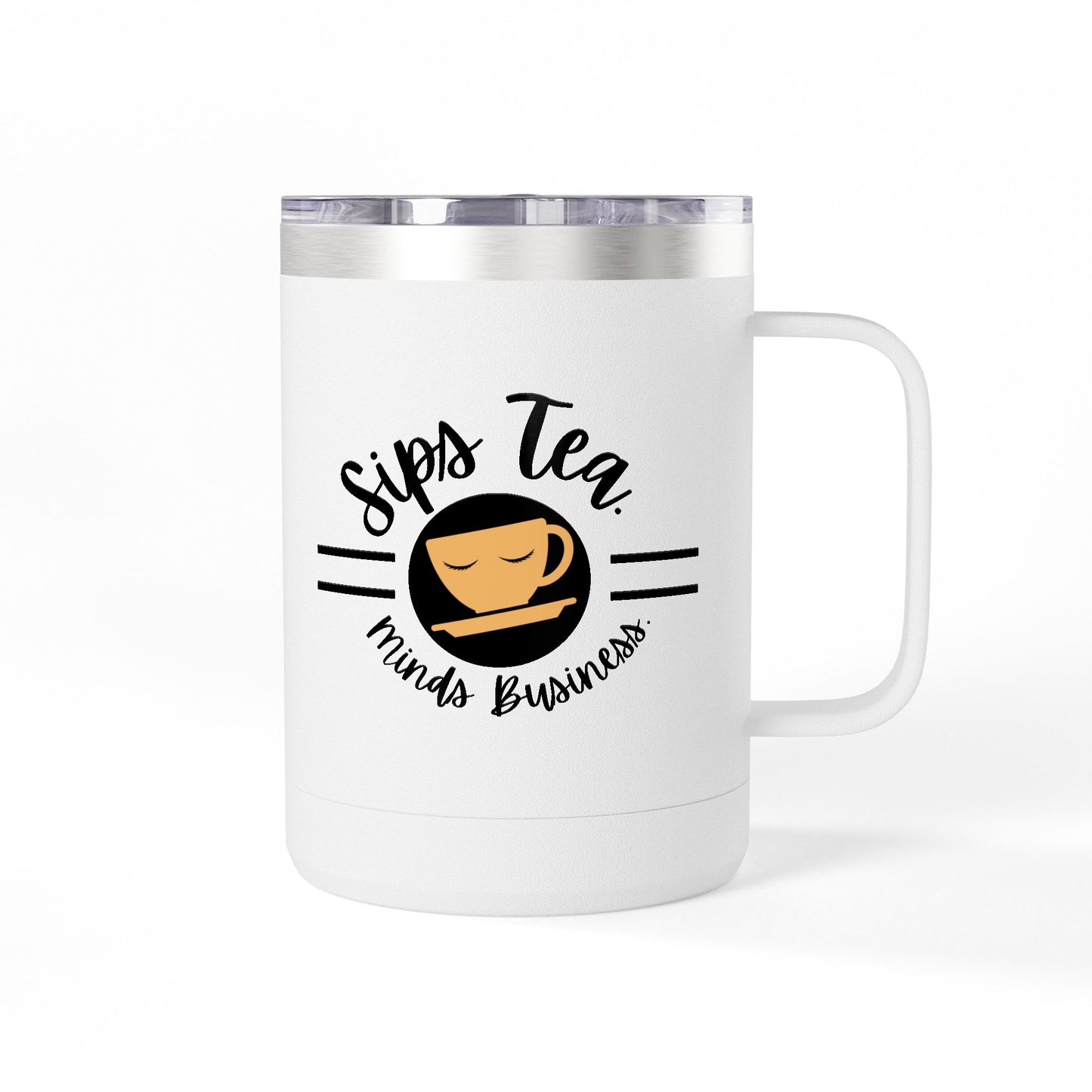 Coffee Lover's Tumbler with Sips Tea Design, Insulated Mug for Home, Travel, Gift for Coffee & Tea Lovers, Birthday, Office, Everyday Use