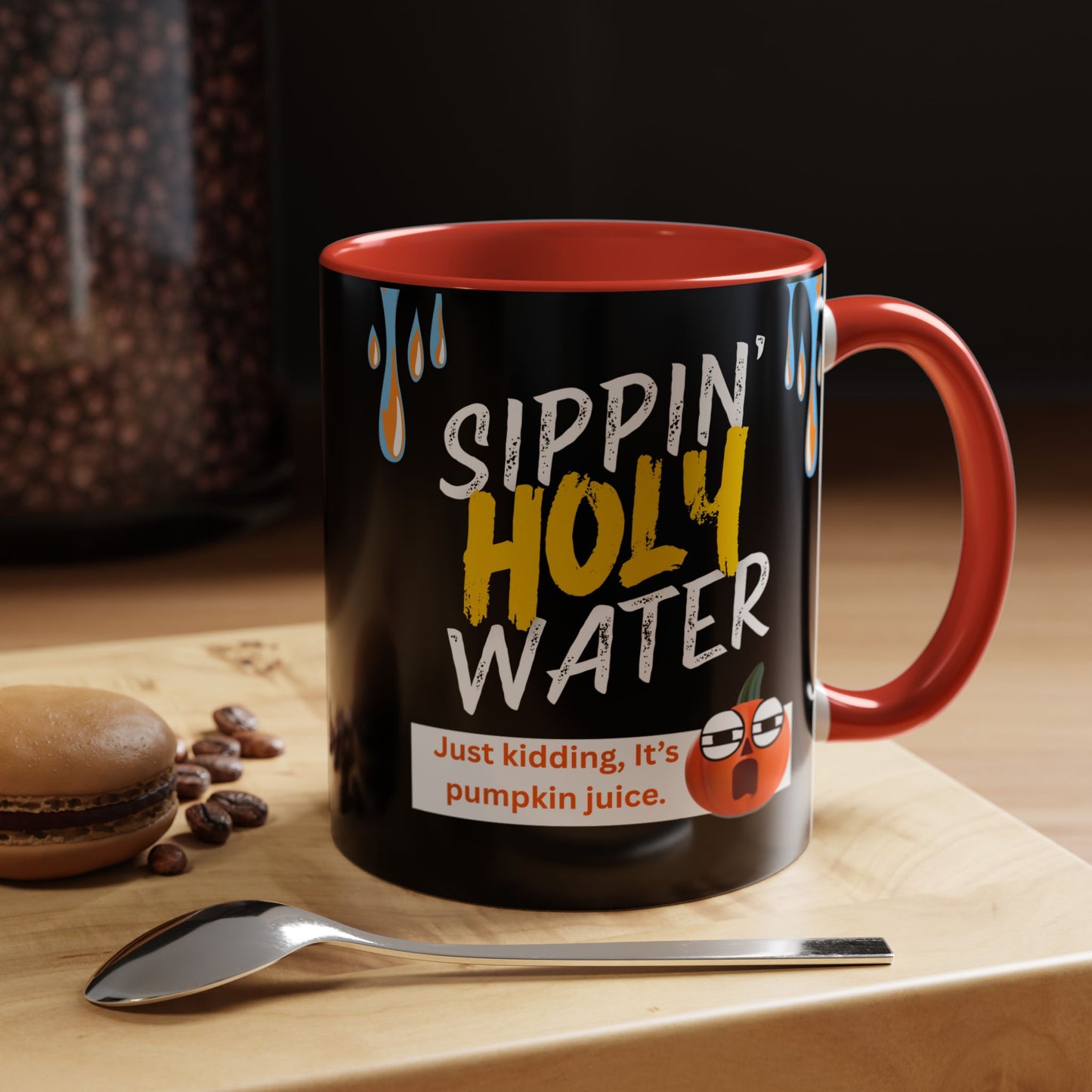 Sippin' Holy Water Coffee Mug, Funny Pumpkin Juice Mug, Halloween Coffee Cup, Unique Gift for Fall, Cute Office Mug, Quirky Kitchenware