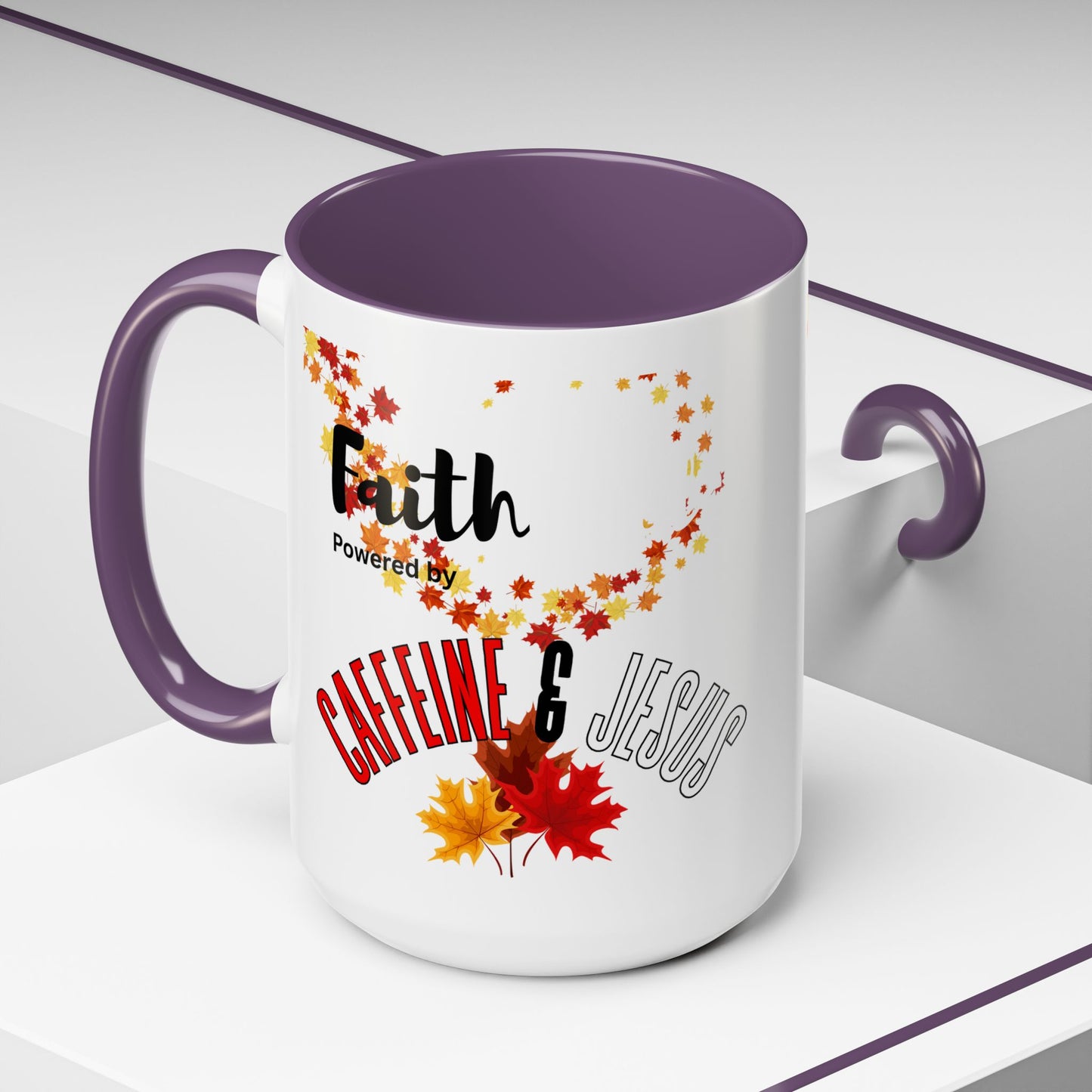 Faith & Caffeine Fall Coffee Mug | Perfect for Autumn Lovers, Thanksgiving Gift, Religious Coffee Cup, Inspirational Drinkware, Cozy Vibes