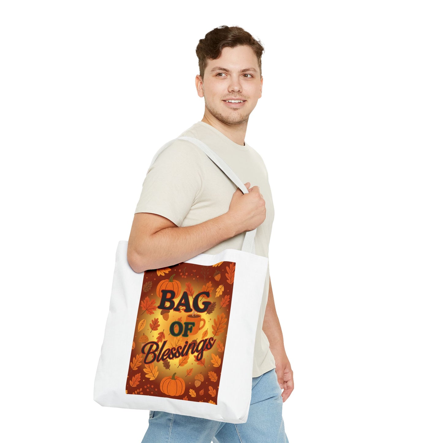 Autumn Blessings Tote Bag, Fall Tote for Shopping, Thanksgiving Gift Bag, Seasonal Carrier, Eco-Friendly Reusable Tote