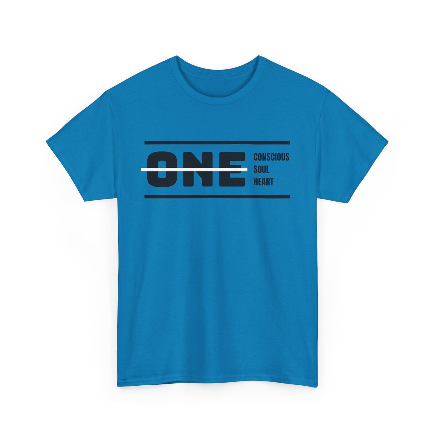 Male's Heavy Cotton Tee - 'ONE' Conscious Soul Heart | Casual Apparel, Gift for Mindfulness, Inspirational Wear, Summer Tee, Everyday Style