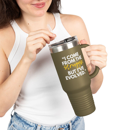 Inspirational Insulated Travel Mug, Motivational Coffee Tumbler, Evolved Journey Mug, Perfect for Gifts, Travel, and Daily Use