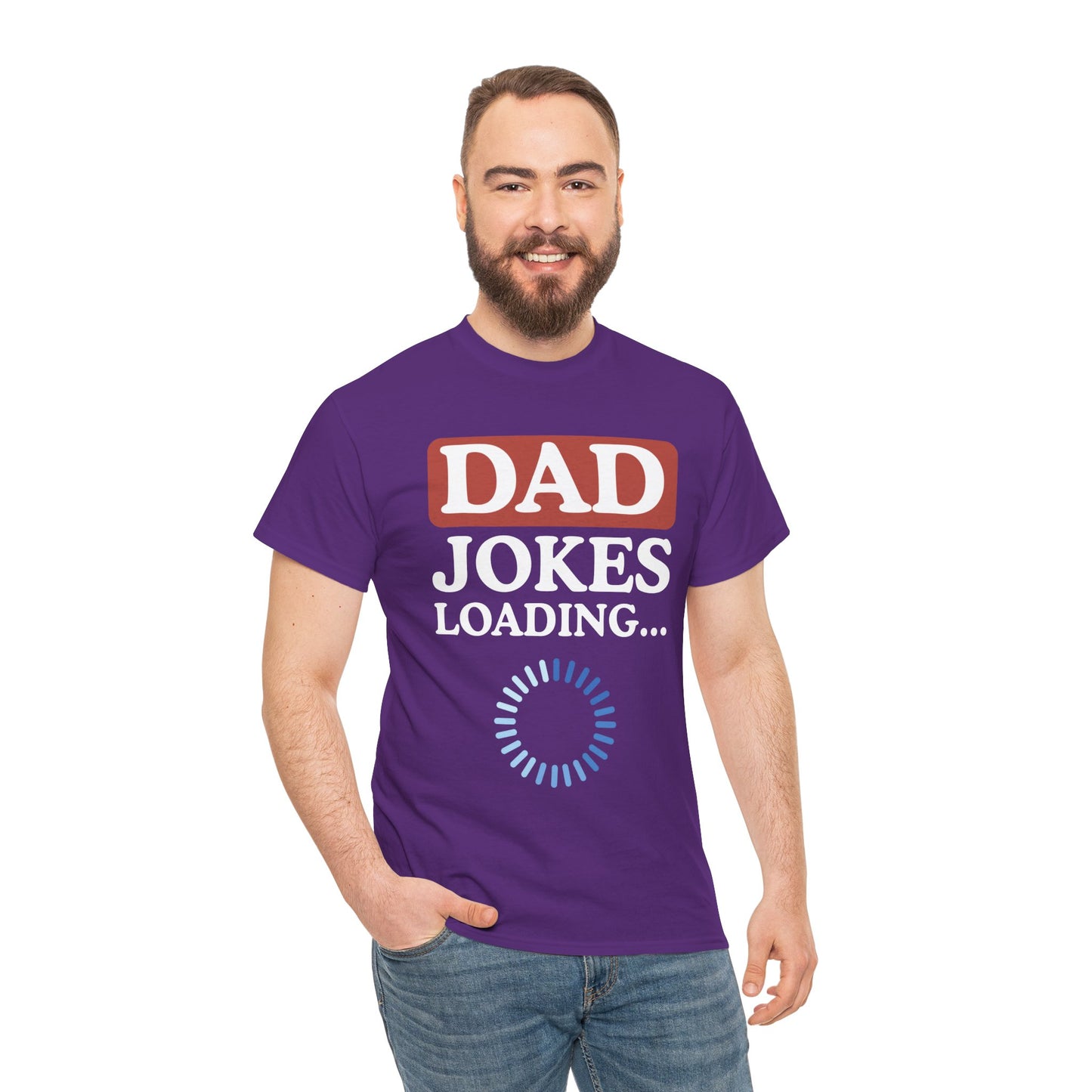 Dad Jokes Loading Unisex Heavy Cotton Tee, Funny Father's Day Gift, Humor T-Shirt, Dad Shirt, Gag Gift for Dads, Casual Everyday Wear