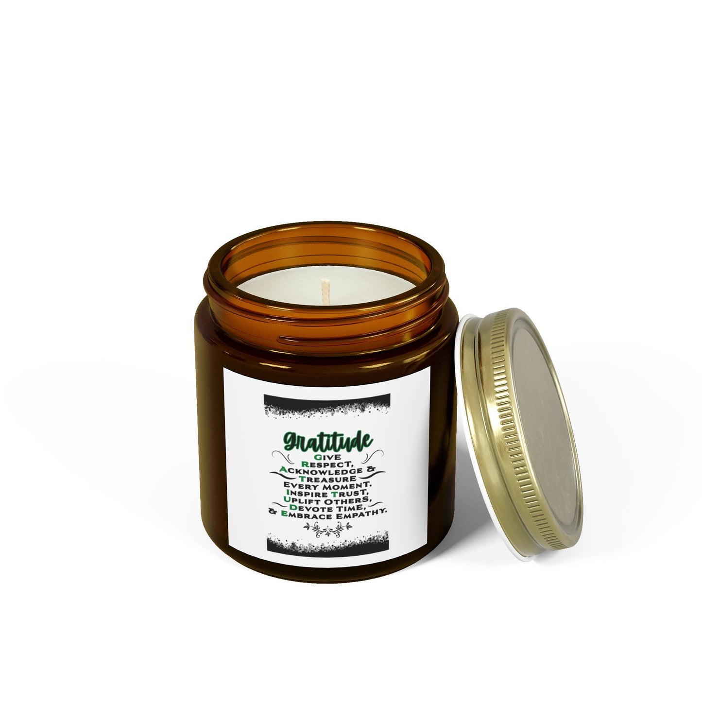 "GRATITUDE" Scented Candles, Coconut Apricot Wax (4oz, 9oz)