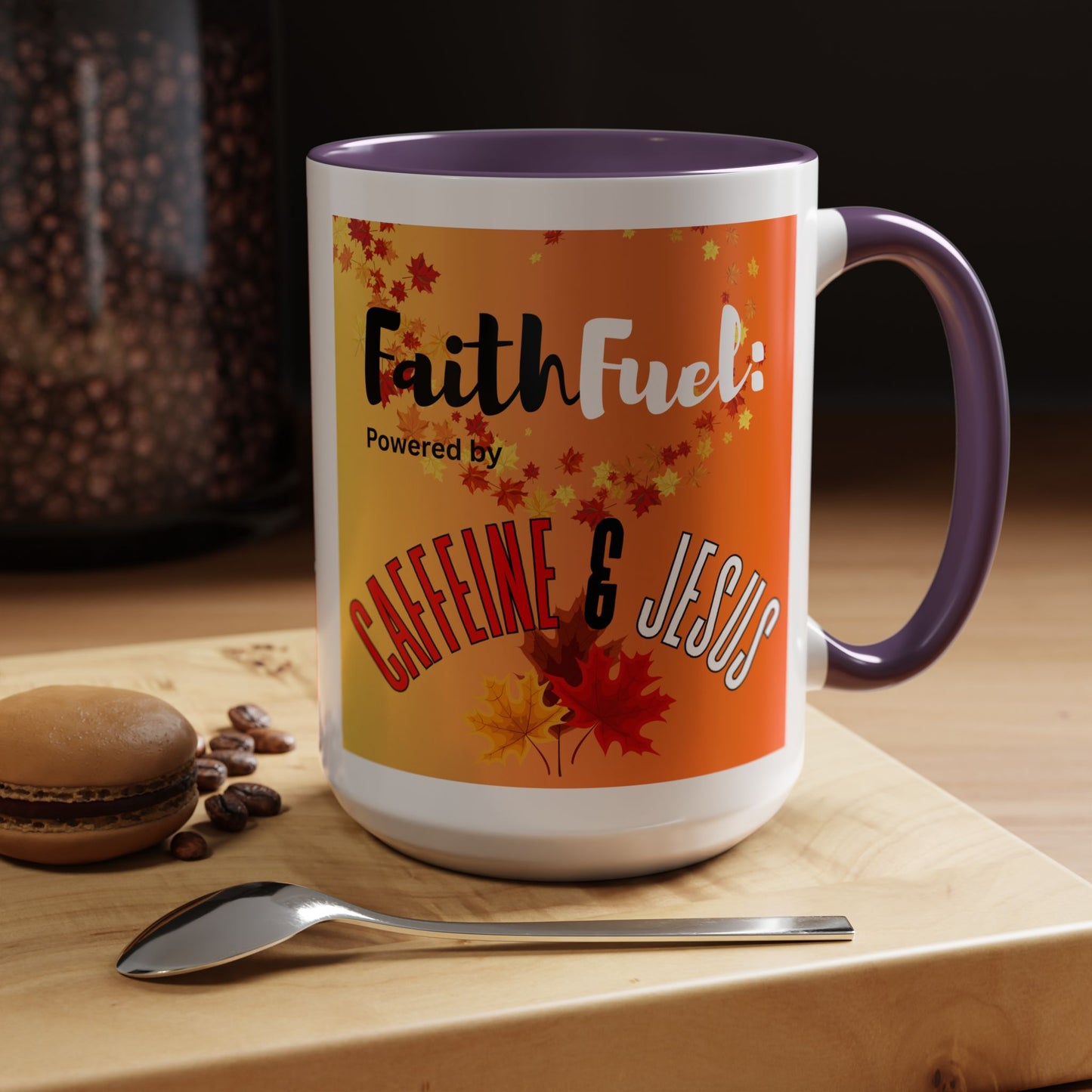 FaithFuel Caffeine & Jesus Mug - Fall Coffee Cup, Inspirational Gift, Autumn Decor, Home Office Supplies, Religious Mug