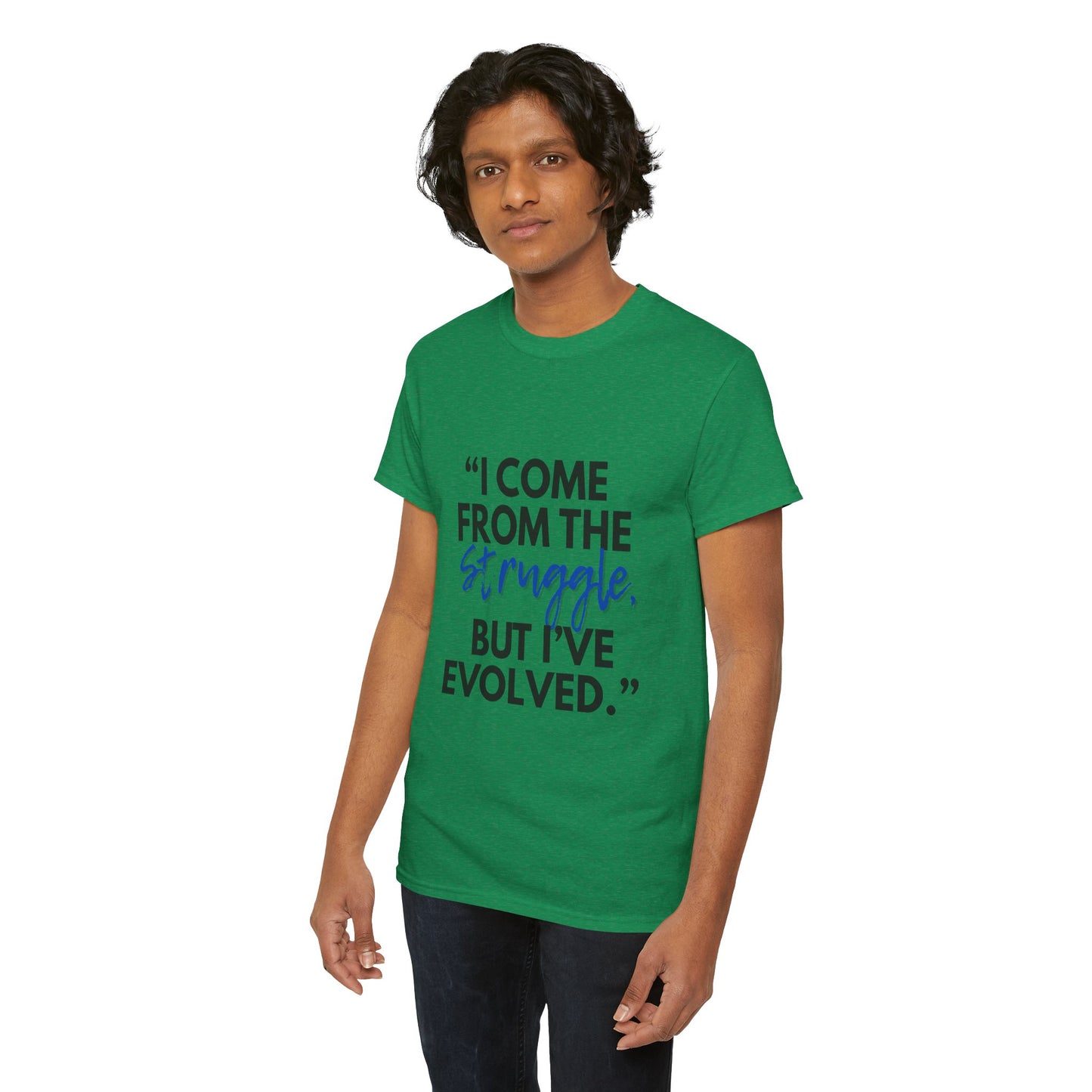 Evolved Unisex Heavy Cotton Tee – Struggle to Strength Inspirational Quote Shirt