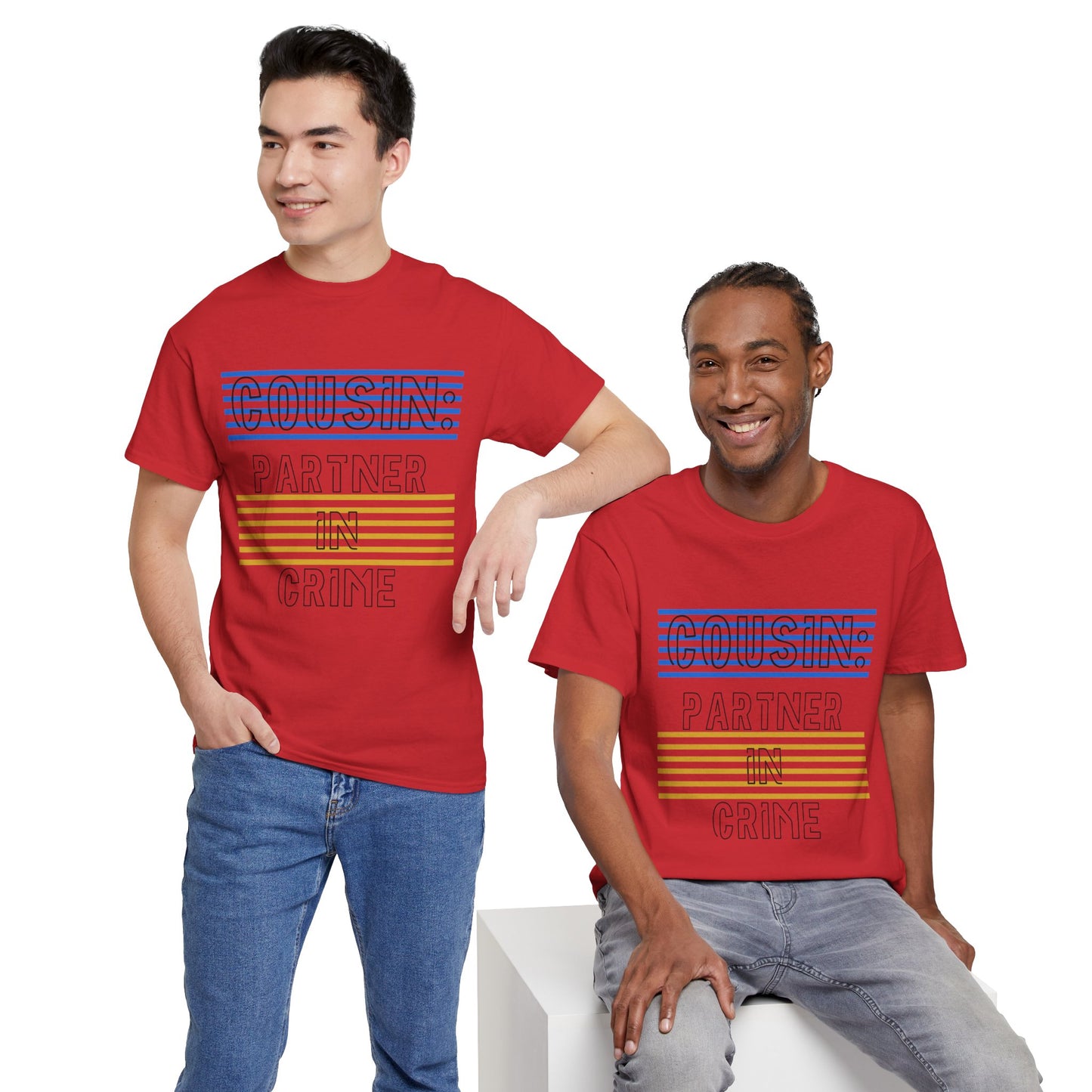 Cousins Partner in Crime Tee | Unisex Heavy Cotton T-Shirt for Family Gatherings, Cousin's Day, Gift for Cousins, Comfortable Casual Wear