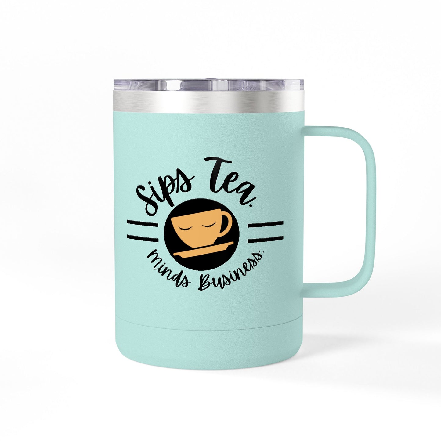 Coffee Lover's Tumbler with Sips Tea Design, Insulated Mug for Home, Travel, Gift for Coffee & Tea Lovers, Birthday, Office, Everyday Use