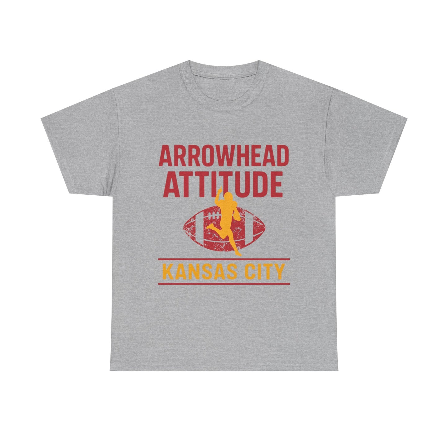 Male Heavy Cotton Tee, Arrowhead Attitude, Football Tee