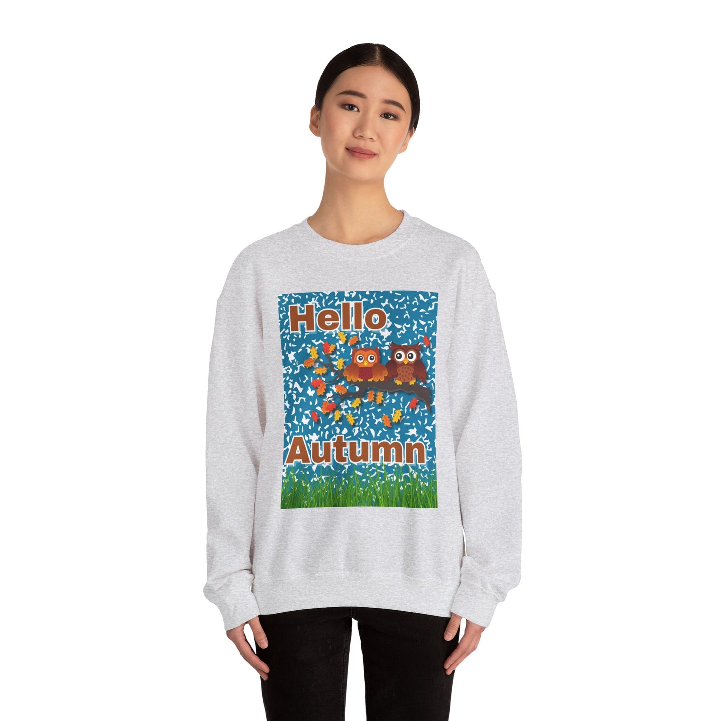 Autumn Owl Crewneck Sweatshirt, Cozy Fall Apparel, Seasonal Gift, Halloween, Thanksgiving, Cute Sweatshirt, Unisex Fall Fashion