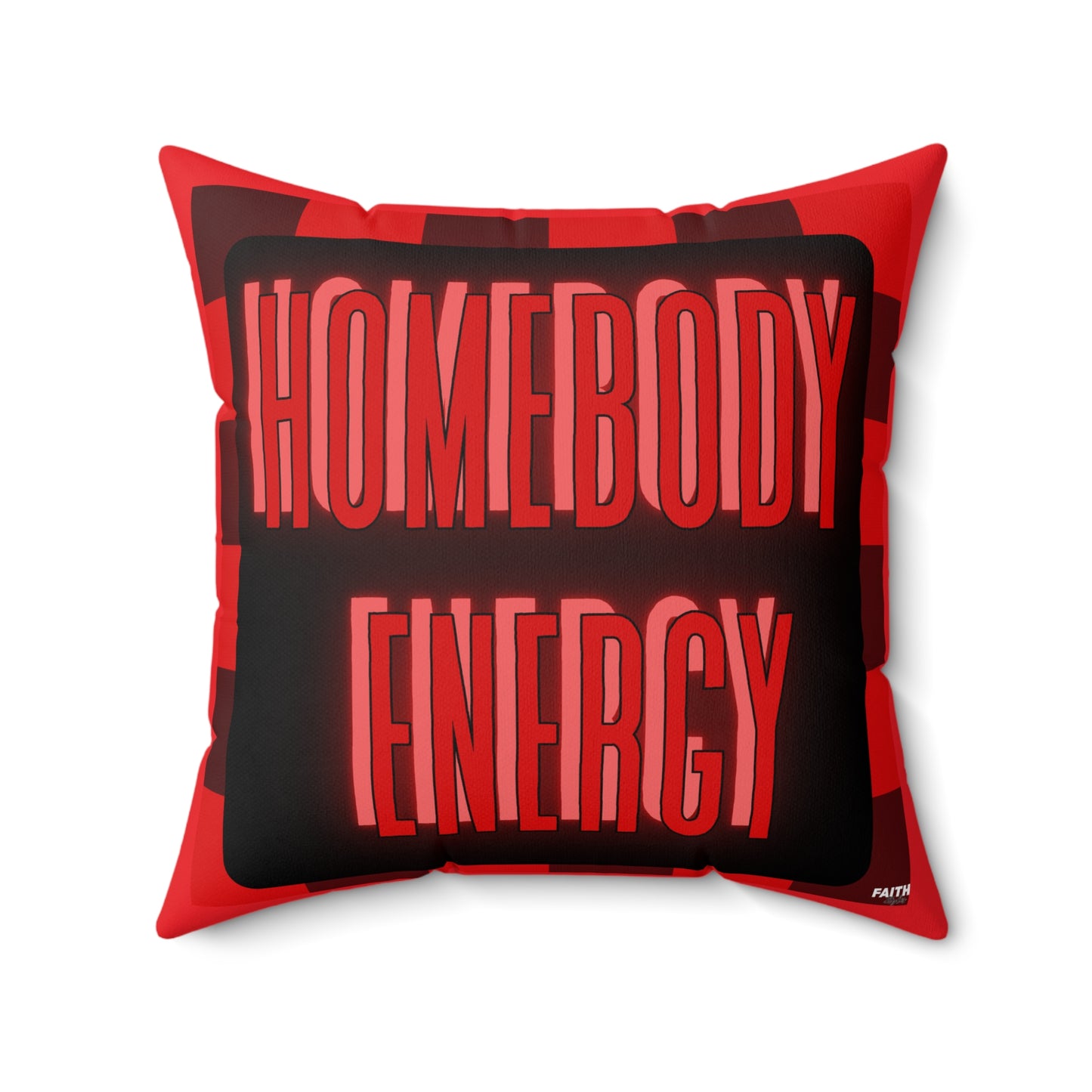 FaithStyles Homebody Energy Square Pillow - Cozy Decor, Gift for Home Lovers, Lounge Cushion, Cozy Vibes, Housewarming Essentials, Relaxation Accessory