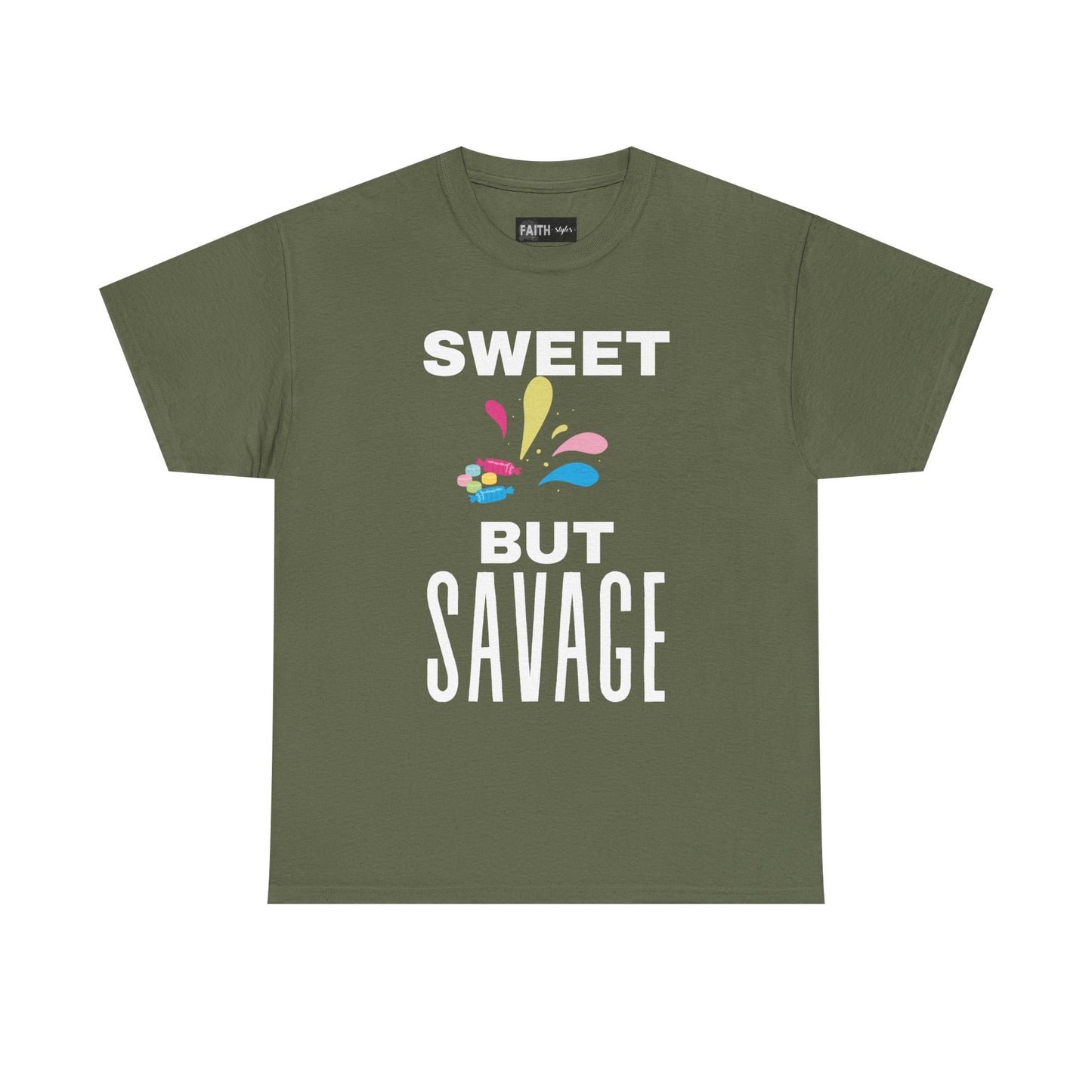 Sweet but Savage Grandma Cotton Tee | Fun Gift for Trendsetters, Everyday Wear, Birthday Party, and Casual Outings