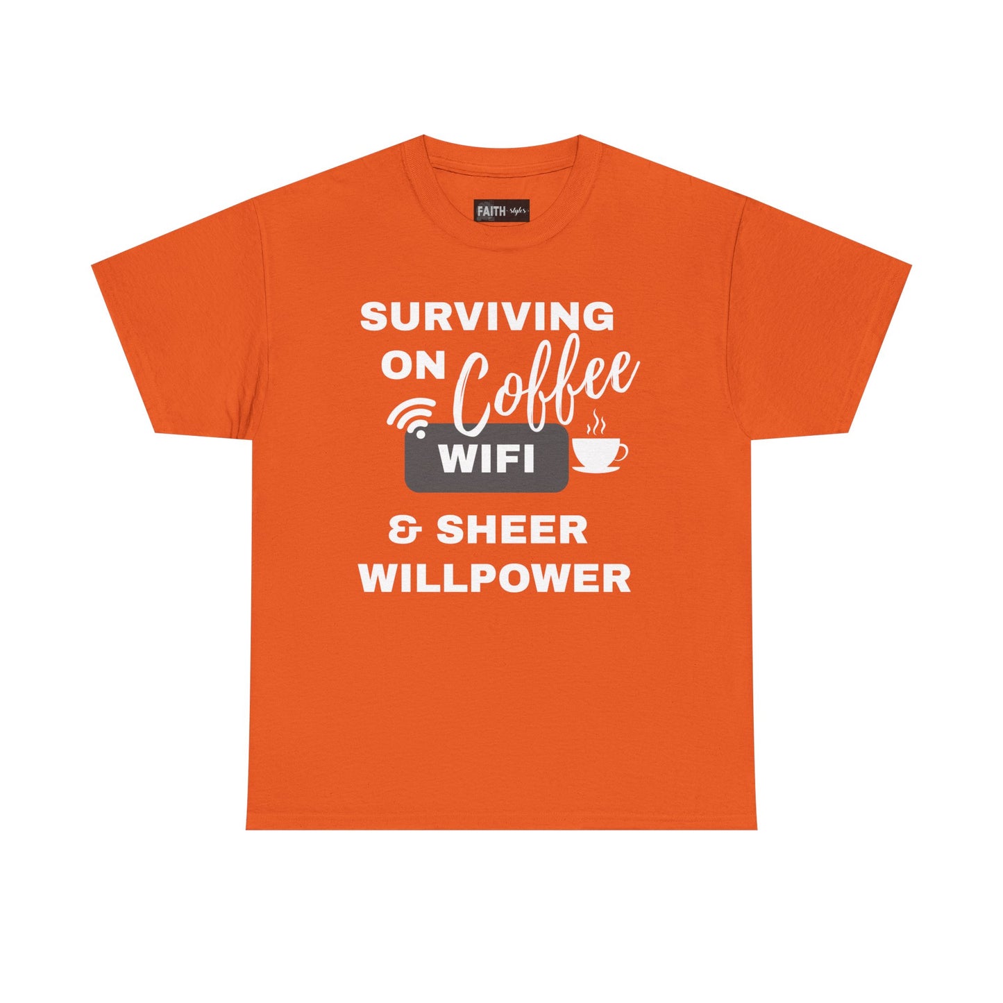 Surviving on Coffee Tee - Unisex Heavy Cotton Shirt, Funny Gift for Coffee Lovers, Perfect for Everyday Wear, Birthday & Holidays