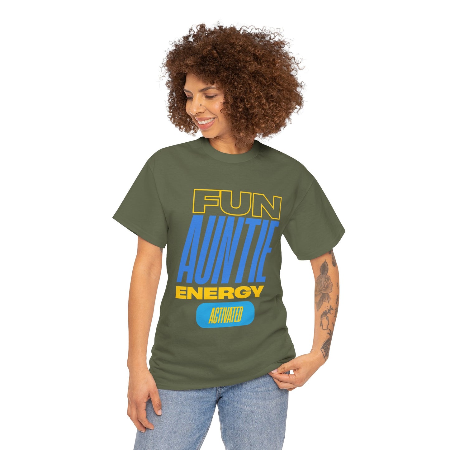 Fun Auntie Energy Activated Tee - Perfect Gift for Cool Aunts, Casual Wear, Gifting, Family Celebrations, Aunt's Day
