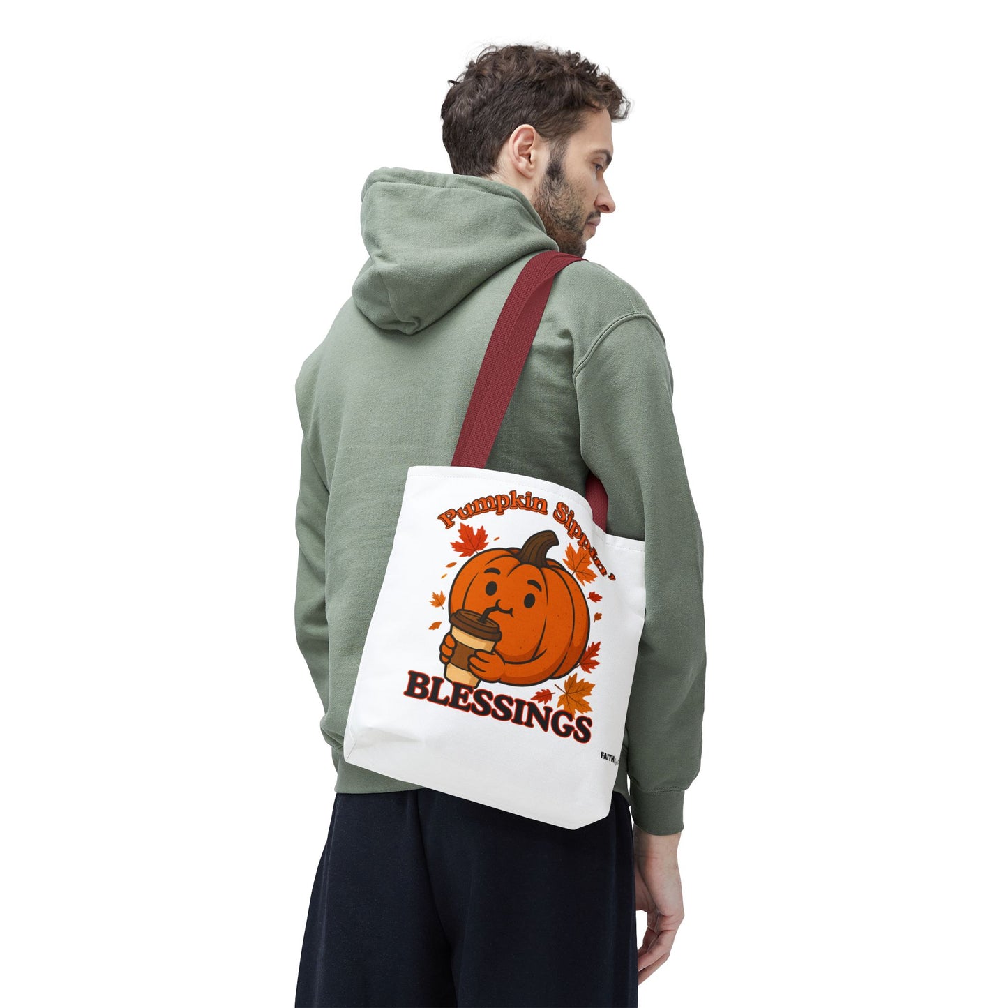 FaithStyles Autumn Pumpkin Blessings Tote Bag | Fall Bag, Cute Tote, Gift for Her, Thanksgiving, Coffee Lovers, Halloween Decor