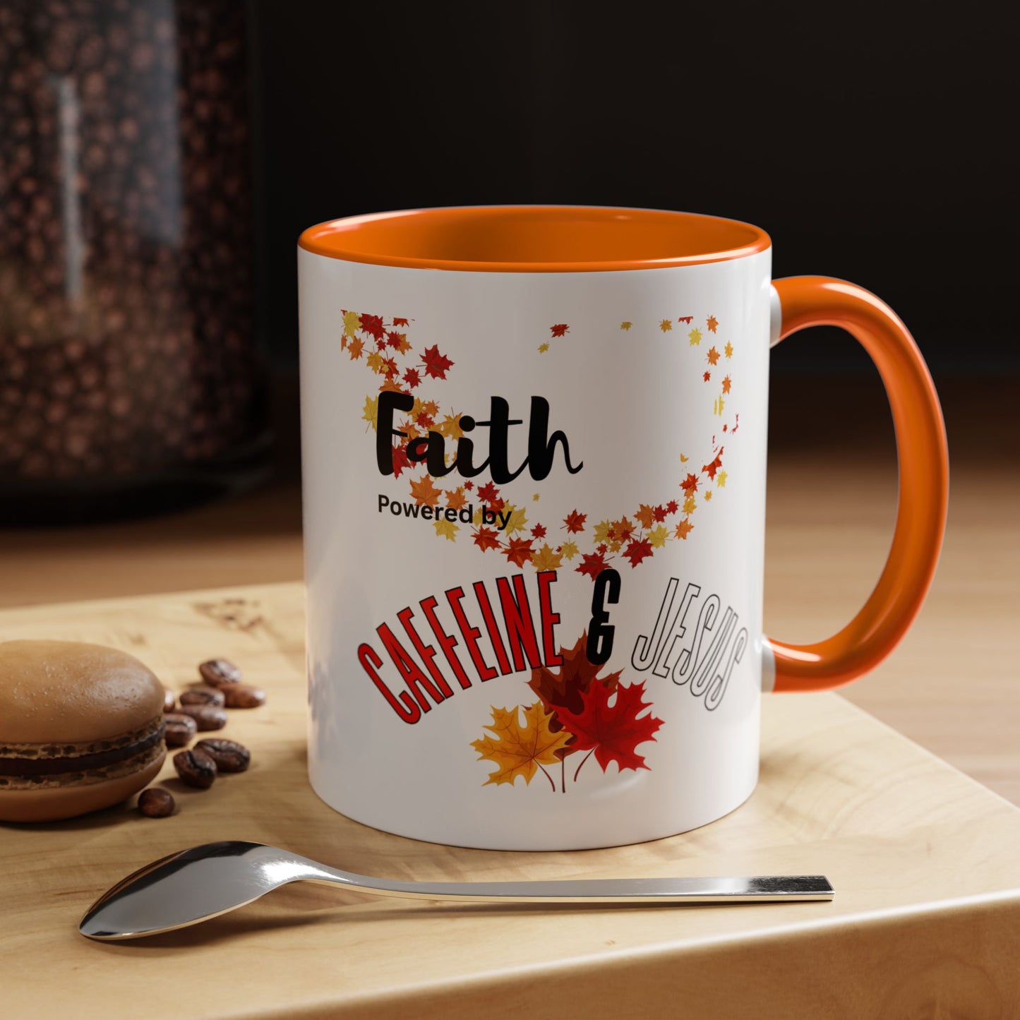 Faith & Caffeine Fall Coffee Mug | Perfect for Autumn Lovers, Thanksgiving Gift, Religious Coffee Cup, Inspirational Drinkware, Cozy Vibes