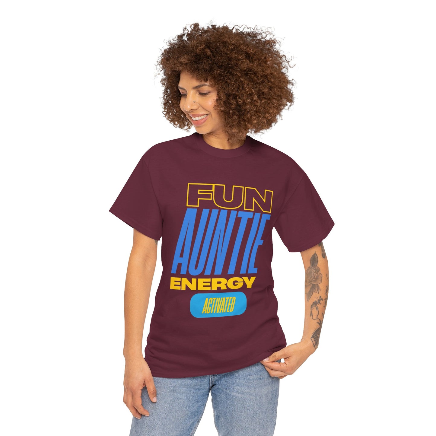 Fun Auntie Energy Activated Tee - Perfect Gift for Cool Aunts, Casual Wear, Gifting, Family Celebrations, Aunt's Day