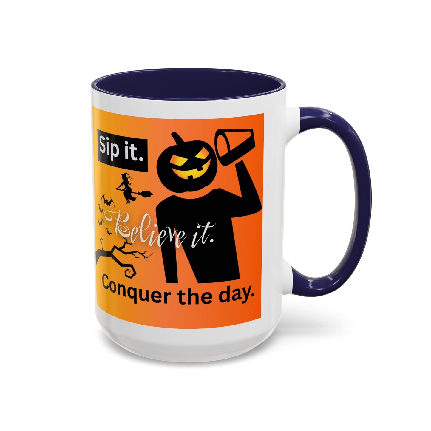 Halloween-Themed Coffee Mug, Sip It Believe It Conquer the Day, Fall Decor, Gift for Pumpkin Lovers, Autumn Kitchenware