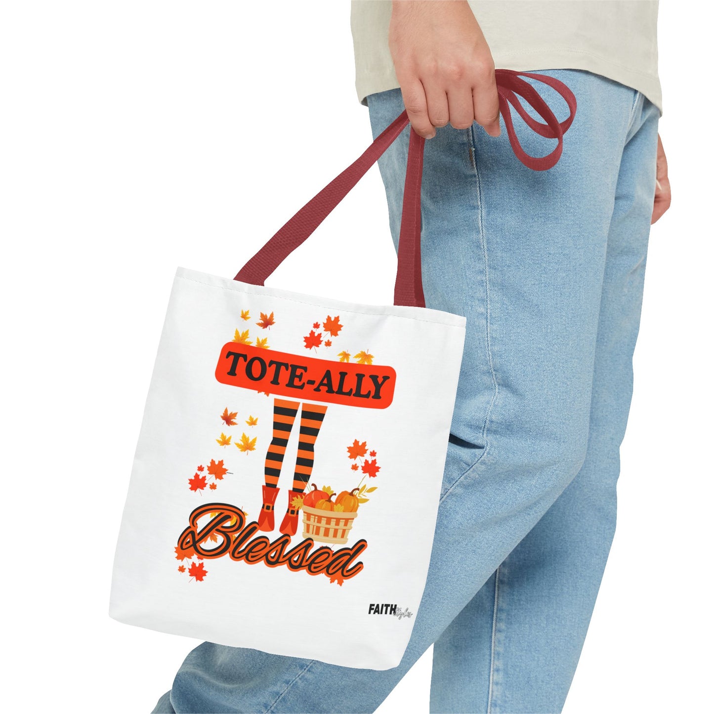 FaithStyles Blessed Holiday Tote Bag, Autumn Tote, Fall Accessories, Gift for Her, Seasonal Shopping Bag, Cute Grocery Bag