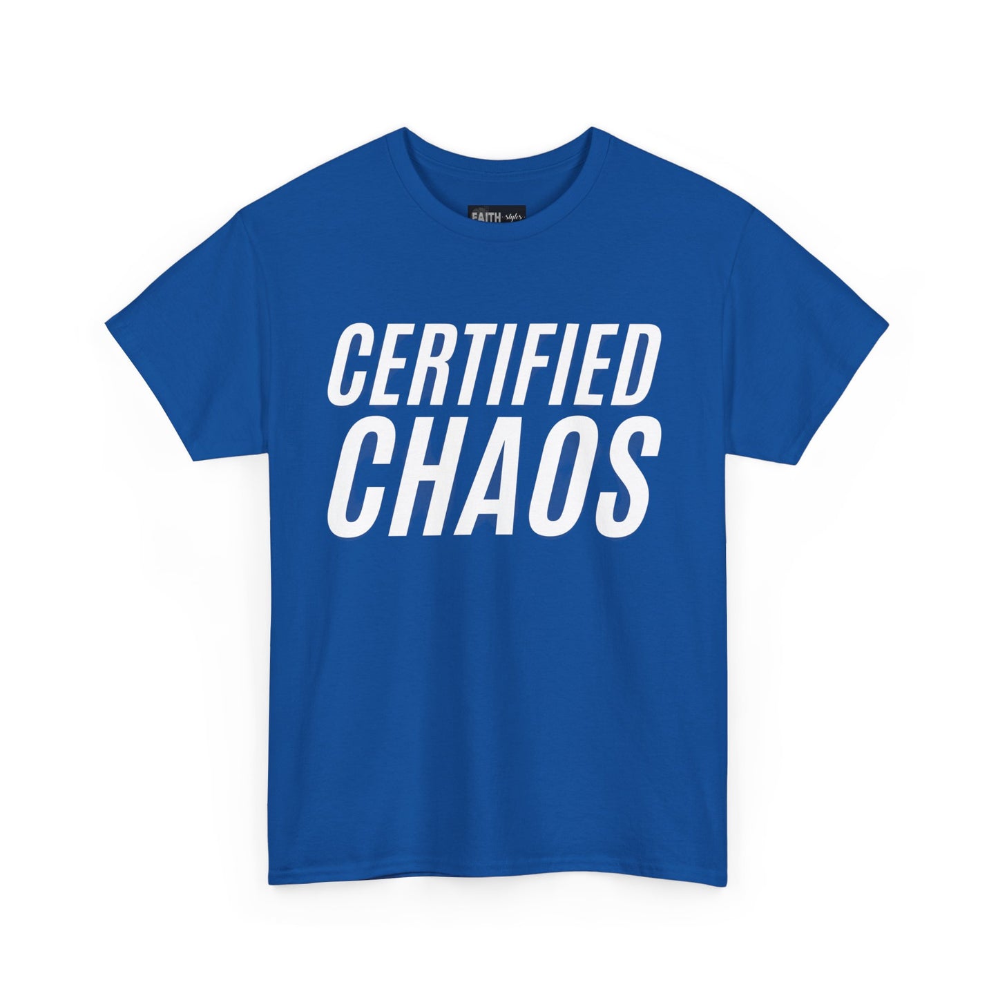 Certified Chaos Unisex Heavy Cotton Tee, Casual Tee, Graphic Tee, Trendy T-Shirt, Gift for Friends, Everyday Wear