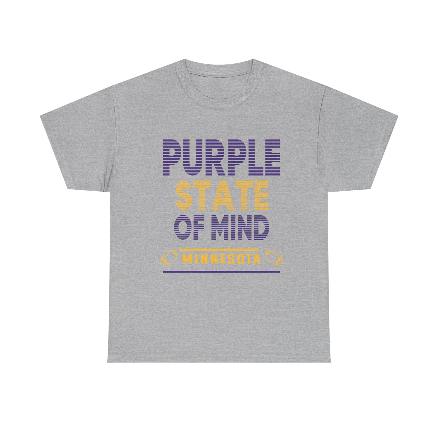 Purple State of Mind Male Cotton Tee, Comfortable Casual Wear, Gift for Minnesota Lovers, Birthday, College Apparel