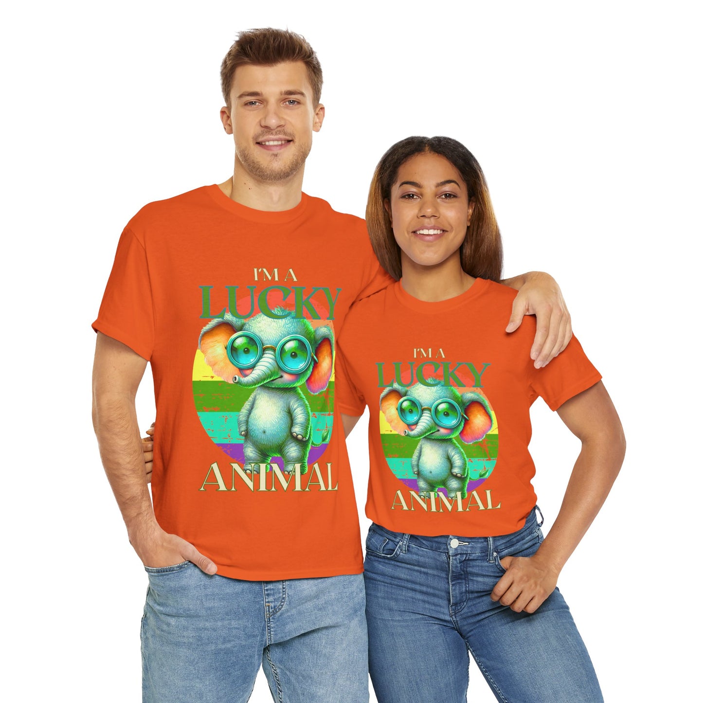 Lucky Animal Unisex Heavy Cotton Tee, Cute Gift for Animal Lovers, Casual Streetwear, St. Patrick's Day, Birthday Apparel