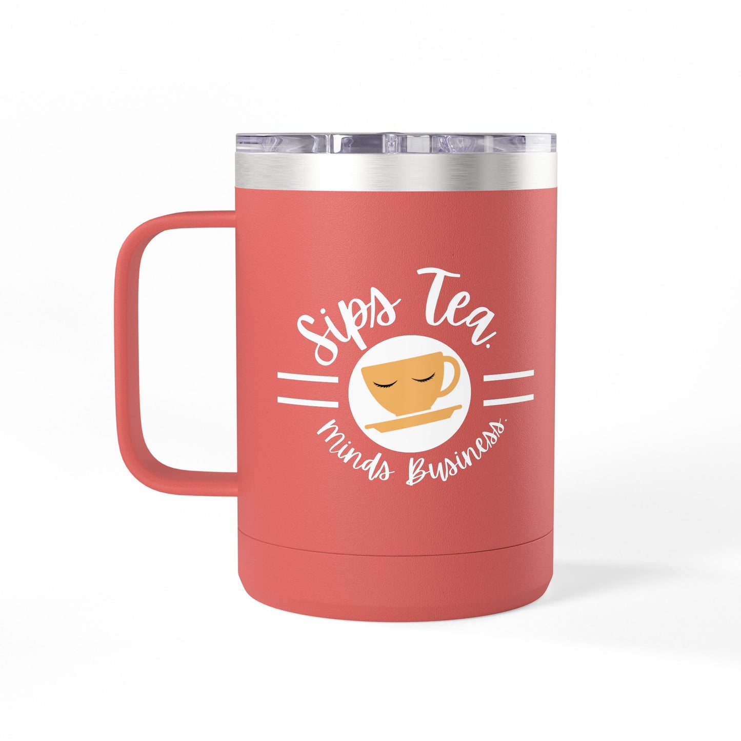 Coffee Lover's Tumbler with Sips Tea Design, Insulated Mug for Home, Travel, Gift for Coffee & Tea Lovers, Birthday, Office, Everyday Use