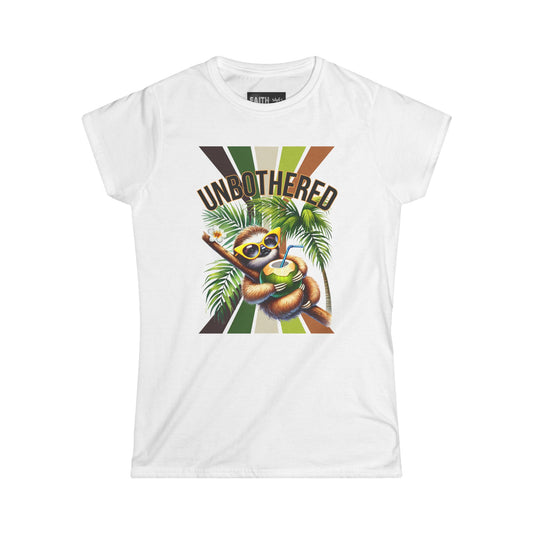 Unbothered Sloth Women's Softstyle Tee, Fun T-Shirt, Casual Wear, Vacation Outfit, Gift for Animal Lovers, Summer Top
