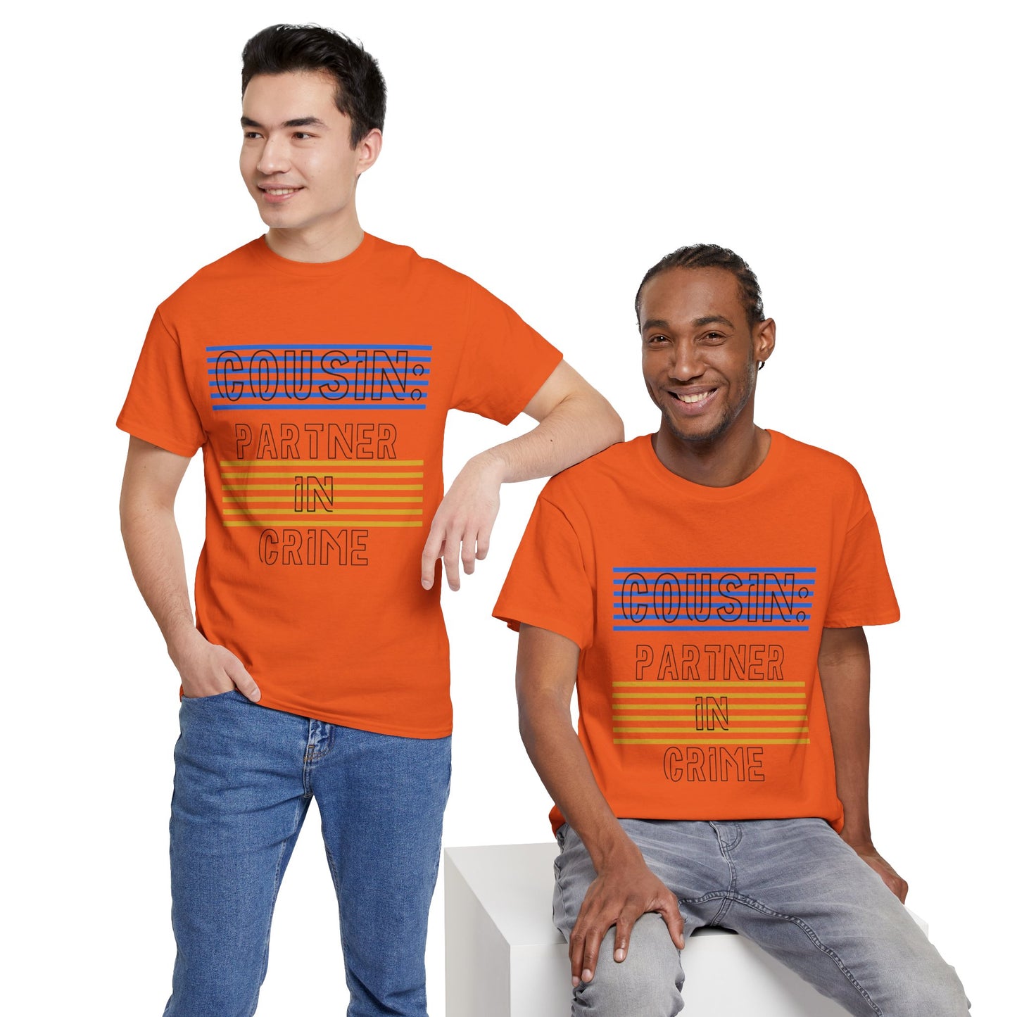 Cousins Partner in Crime Tee | Unisex Heavy Cotton T-Shirt for Family Gatherings, Cousin's Day, Gift for Cousins, Comfortable Casual Wear