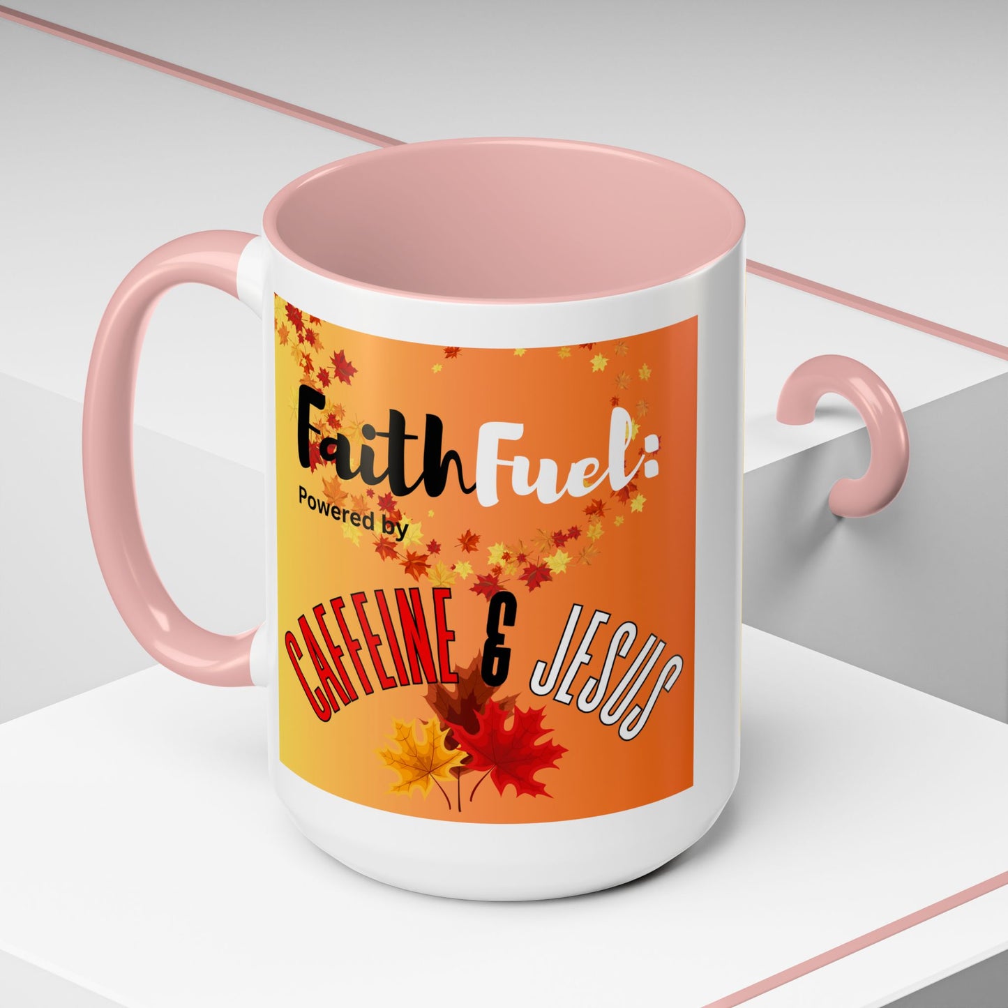 FaithFuel Caffeine & Jesus Mug - Fall Coffee Cup, Inspirational Gift, Autumn Decor, Home Office Supplies, Religious Mug