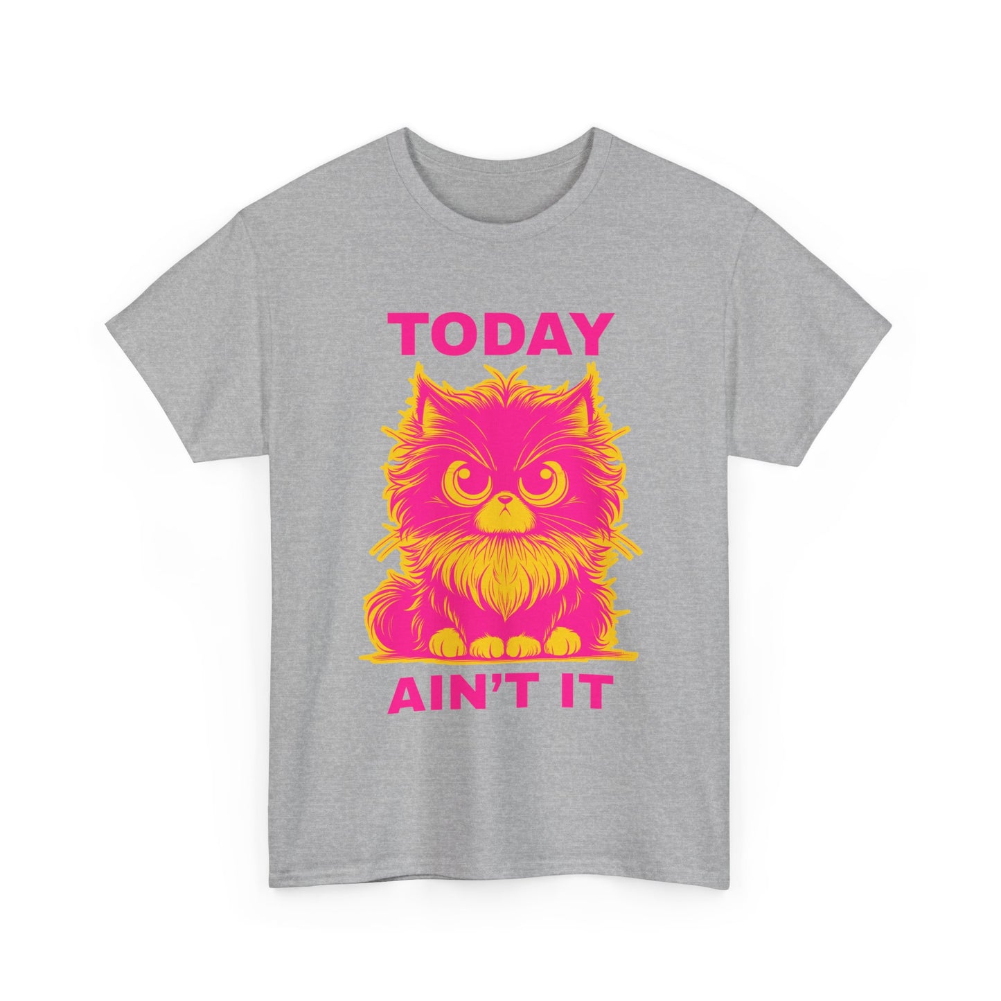 Funny Cat Tee - 'Today Ain't It' Unisex Heavy Cotton T-Shirt