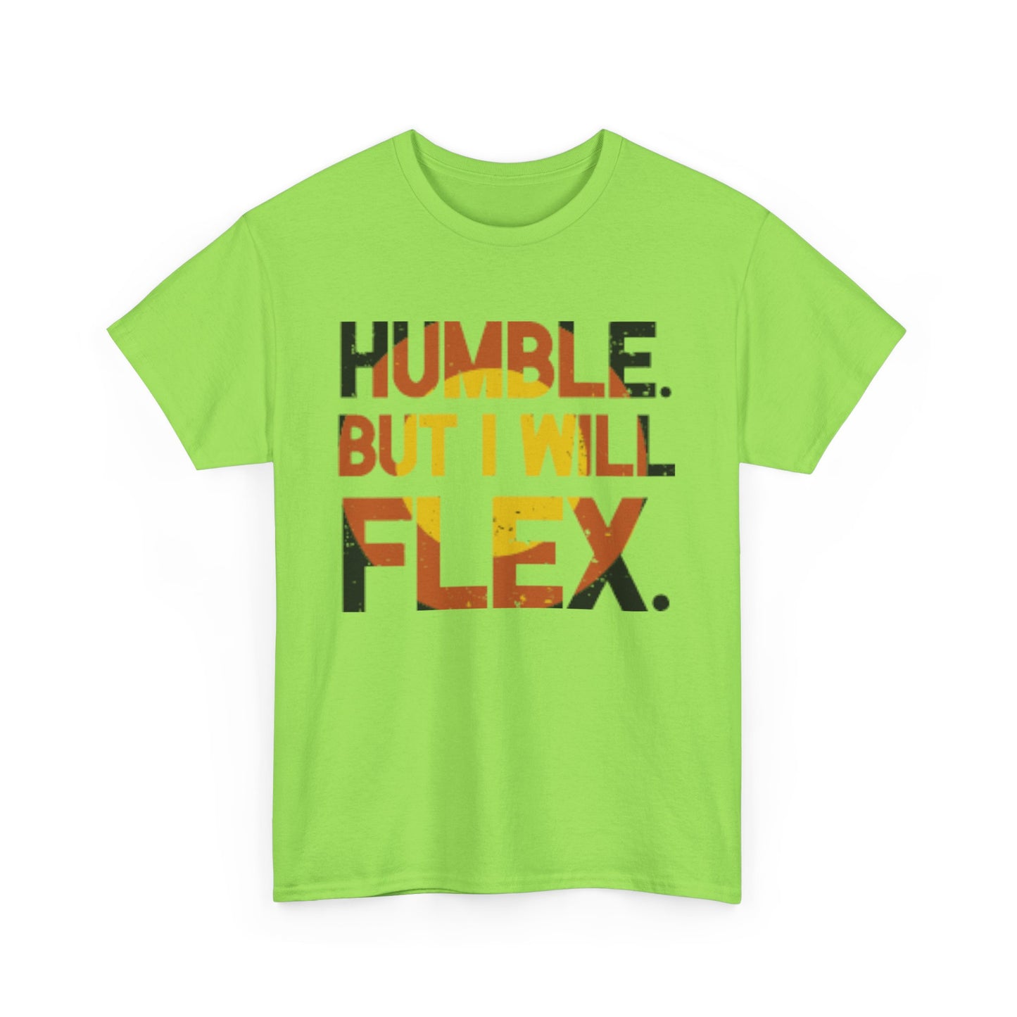Male Heavy Cotton Tee - 'Humble. But I Will Flex.' Motivational Shirt, Gift for Fitness Lovers, Casual Top, Birthday Gift, Gym Wear
