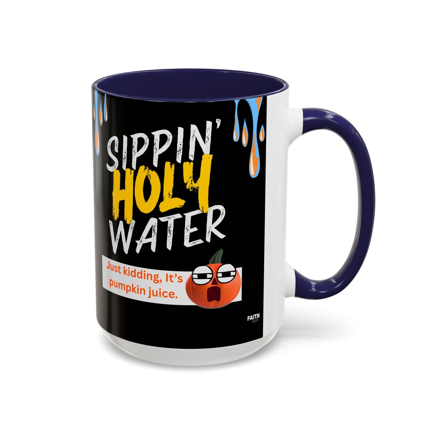 FaithStyles Sippin' Holy Water Coffee Mug, Funny Pumpkin Juice Mug, Halloween Coffee Cup, Unique Gift for Fall, Cute Office Mug, Quirky Kitchenware