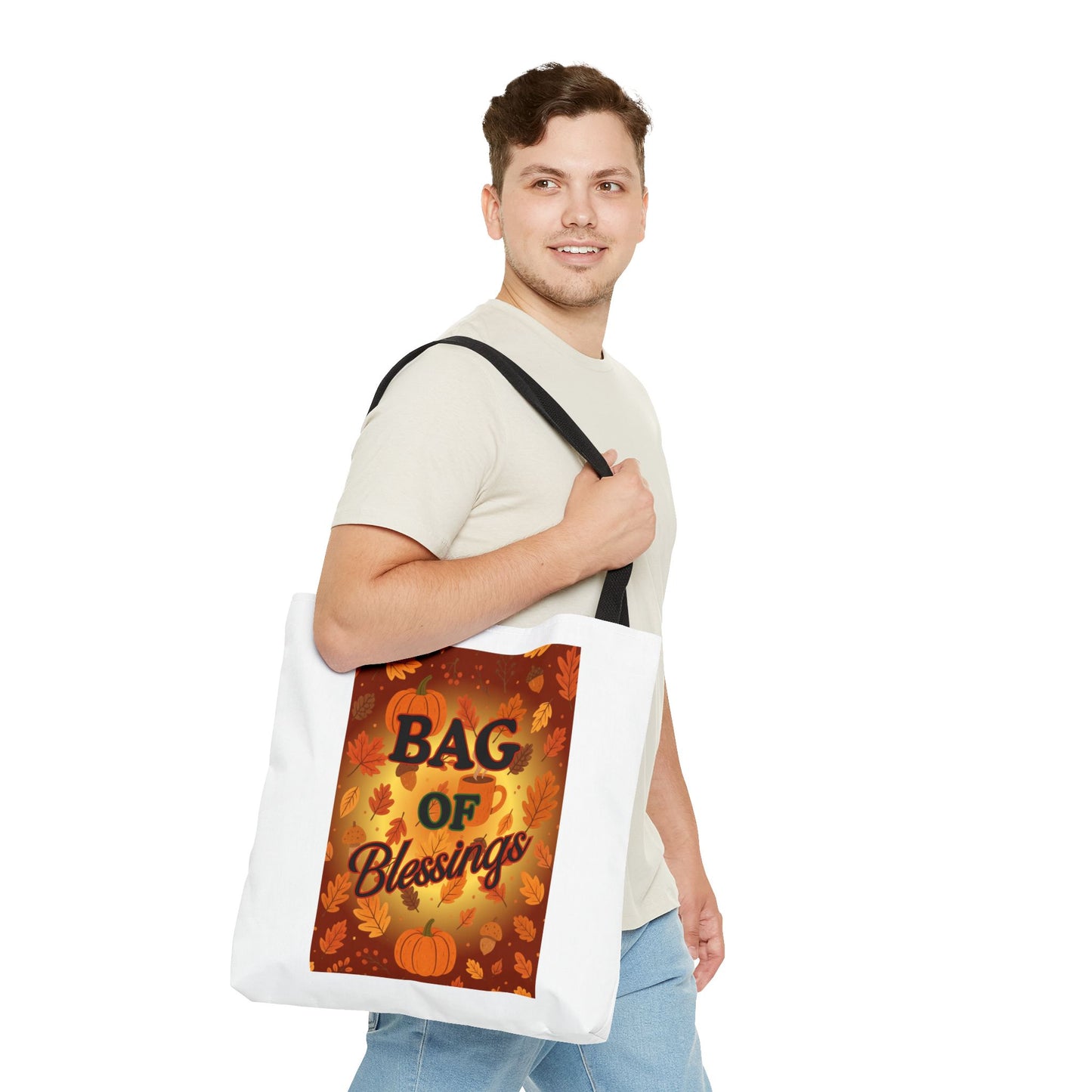 Autumn Blessings Tote Bag, Fall Tote for Shopping, Thanksgiving Gift Bag, Seasonal Carrier, Eco-Friendly Reusable Tote