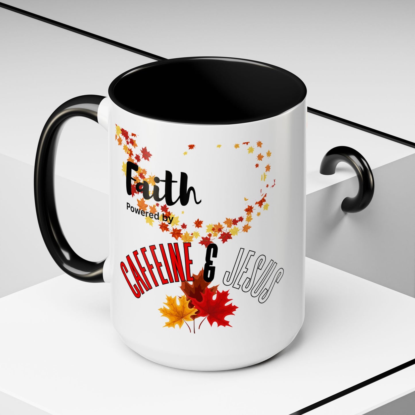 Faith & Caffeine Fall Coffee Mug | Perfect for Autumn Lovers, Thanksgiving Gift, Religious Coffee Cup, Inspirational Drinkware, Cozy Vibes