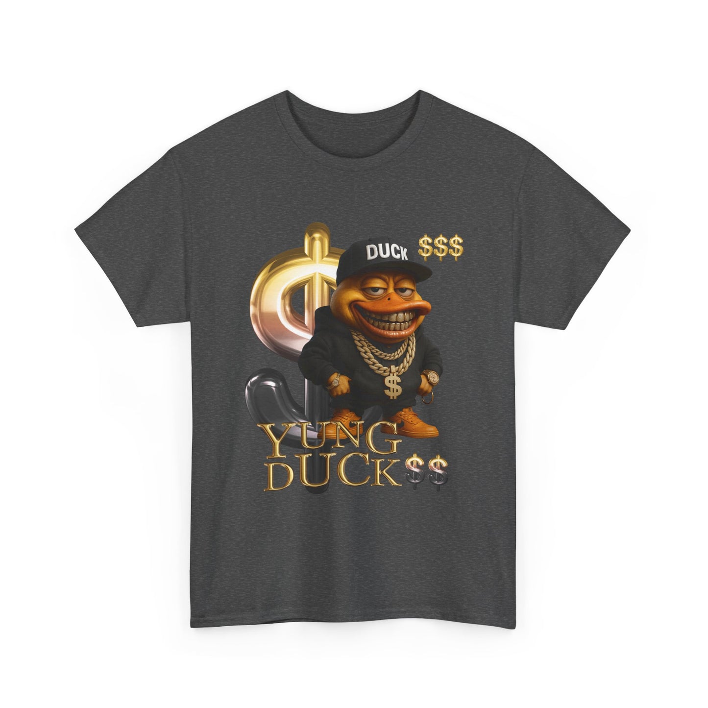Yung Duck$$ Unisex Heavy Cotton Tee - Fun Streetwear T-Shirt for Casual Outfits