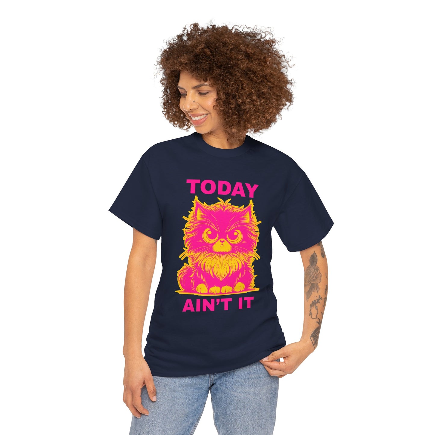Funny Cat Tee - 'Today Ain't It' Unisex Heavy Cotton T-Shirt