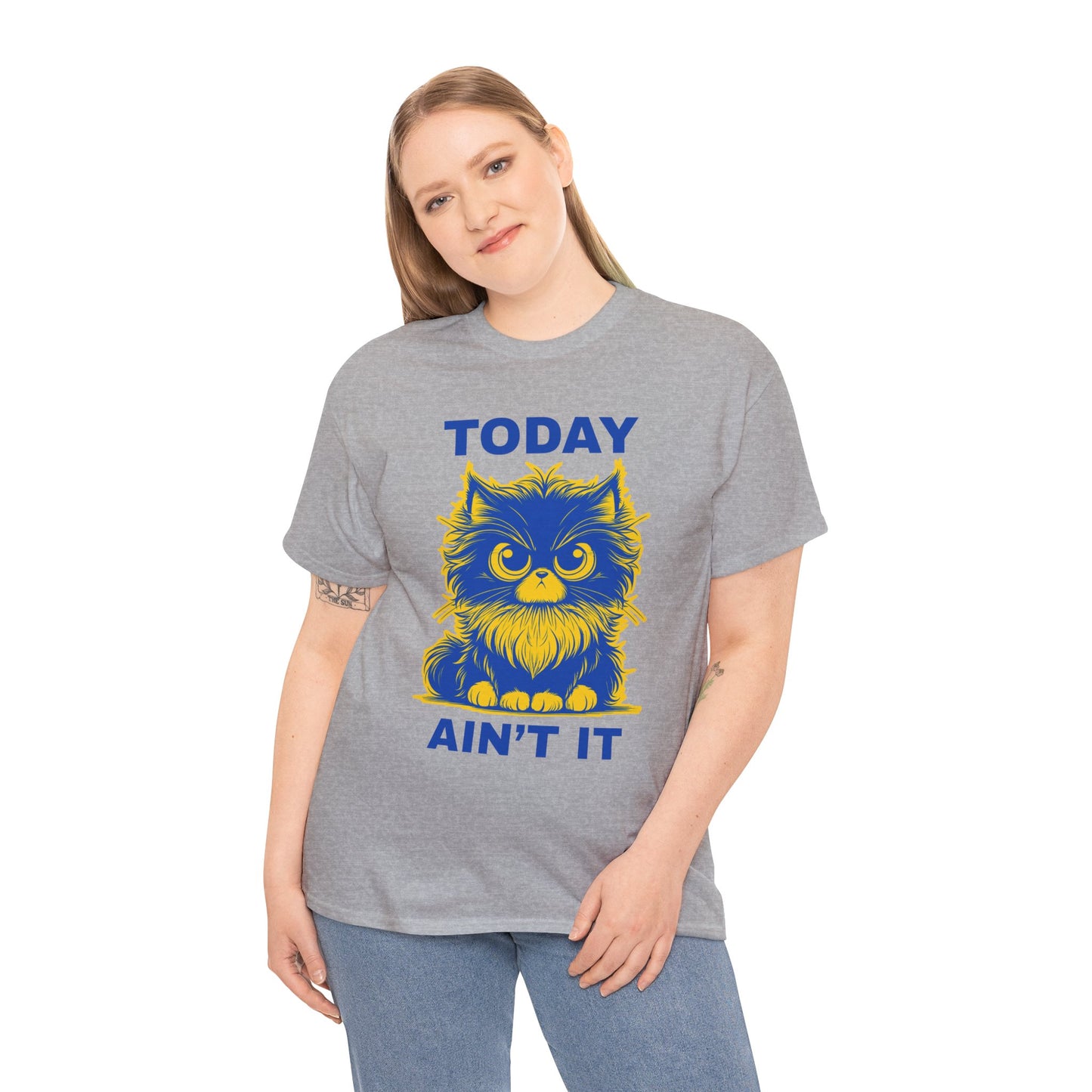 Funny Cat Tee - 'Today Ain't It' Unisex Heavy Cotton T-Shirt