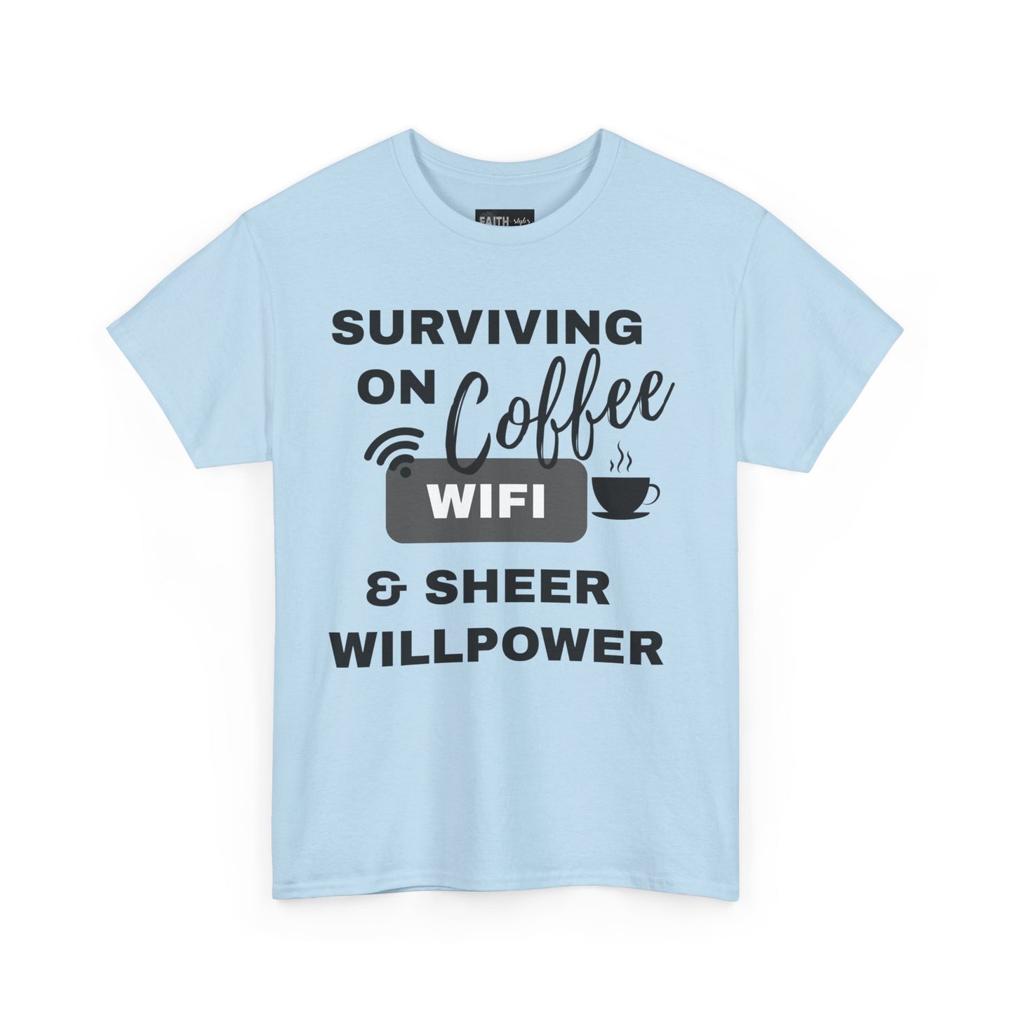 Surviving on Coffee Tee - Unisex Heavy Cotton Shirt, Funny Gift for Coffee Lovers, Perfect for Everyday Wear, Birthday & Holidays