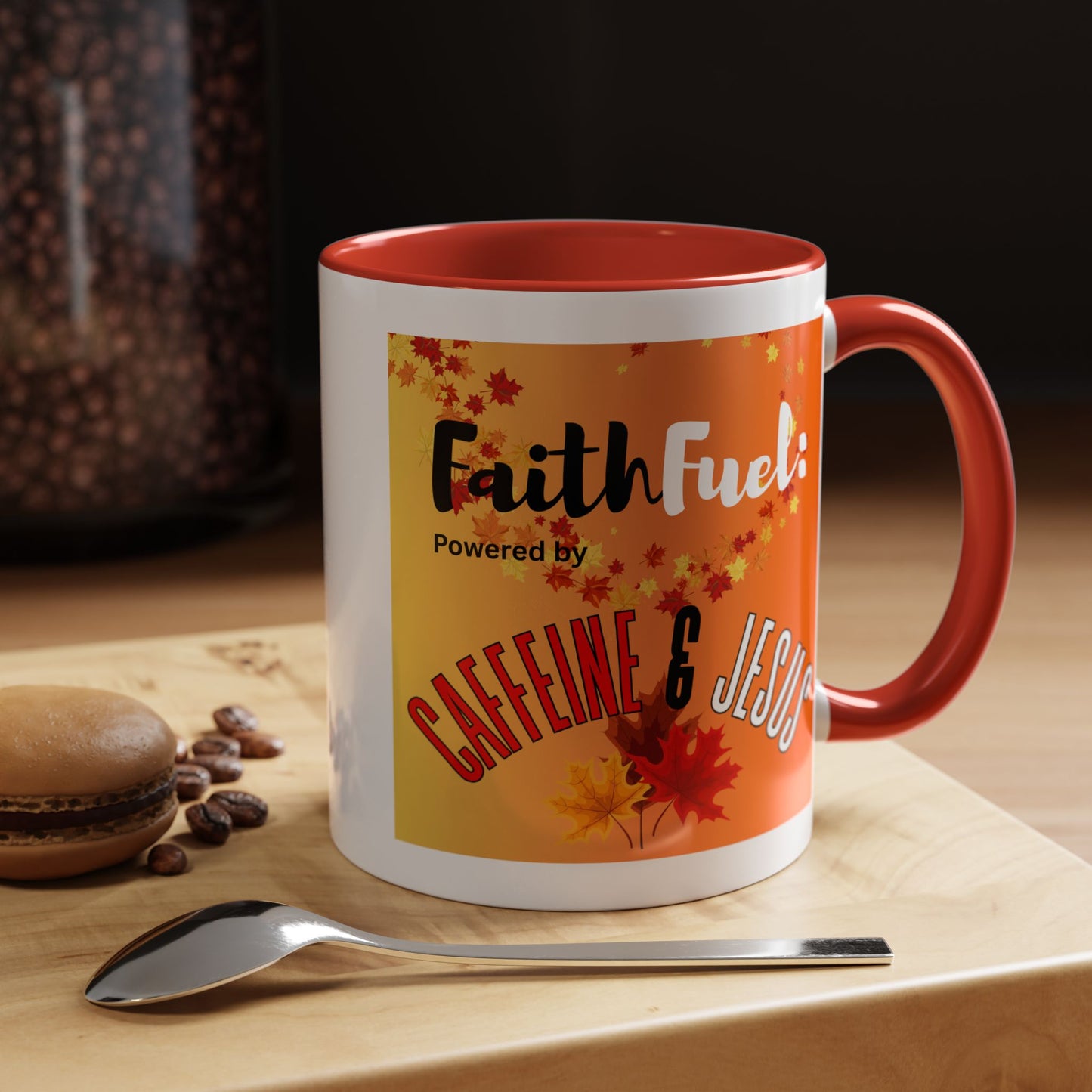 FaithFuel Caffeine & Jesus Mug - Fall Coffee Cup, Inspirational Gift, Autumn Decor, Home Office Supplies, Religious Mug
