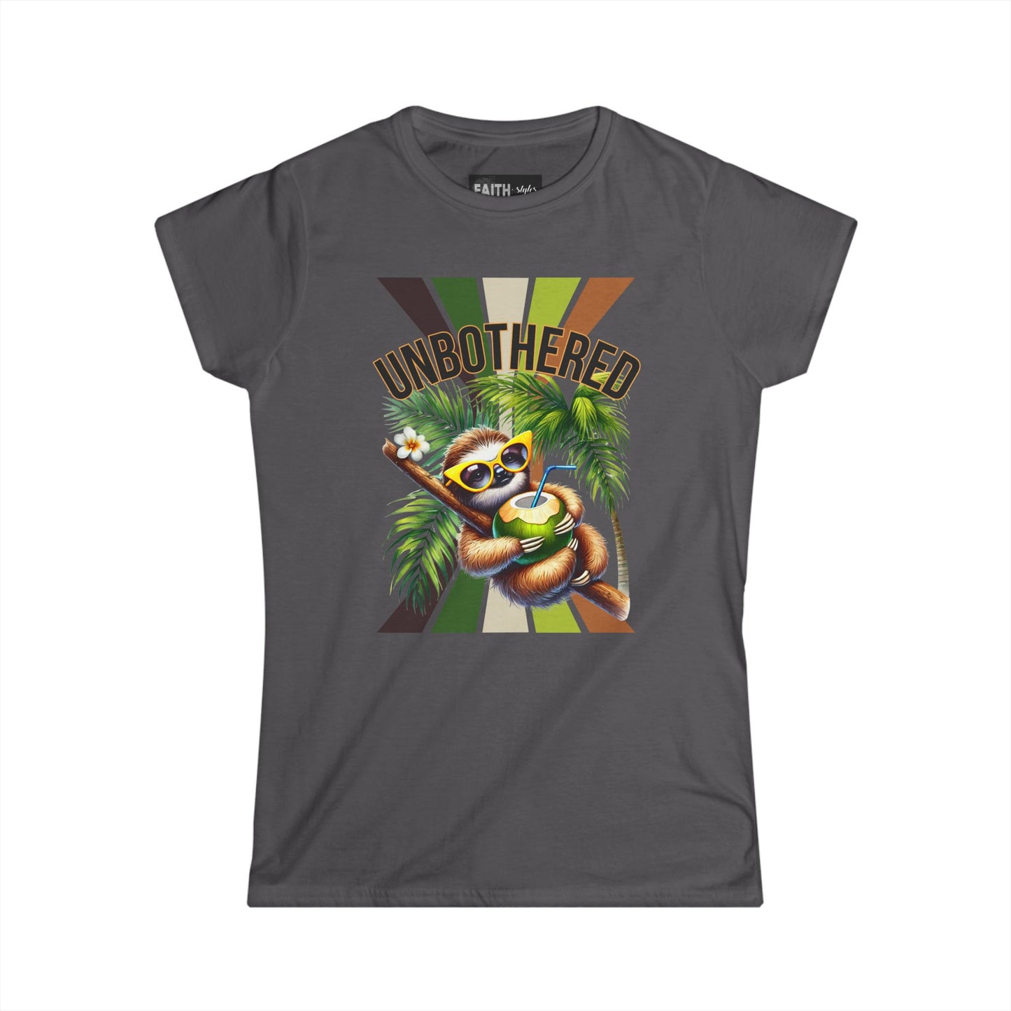 Unbothered Sloth Women's Softstyle Tee, Fun T-Shirt, Casual Wear, Vacation Outfit, Gift for Animal Lovers, Summer Top