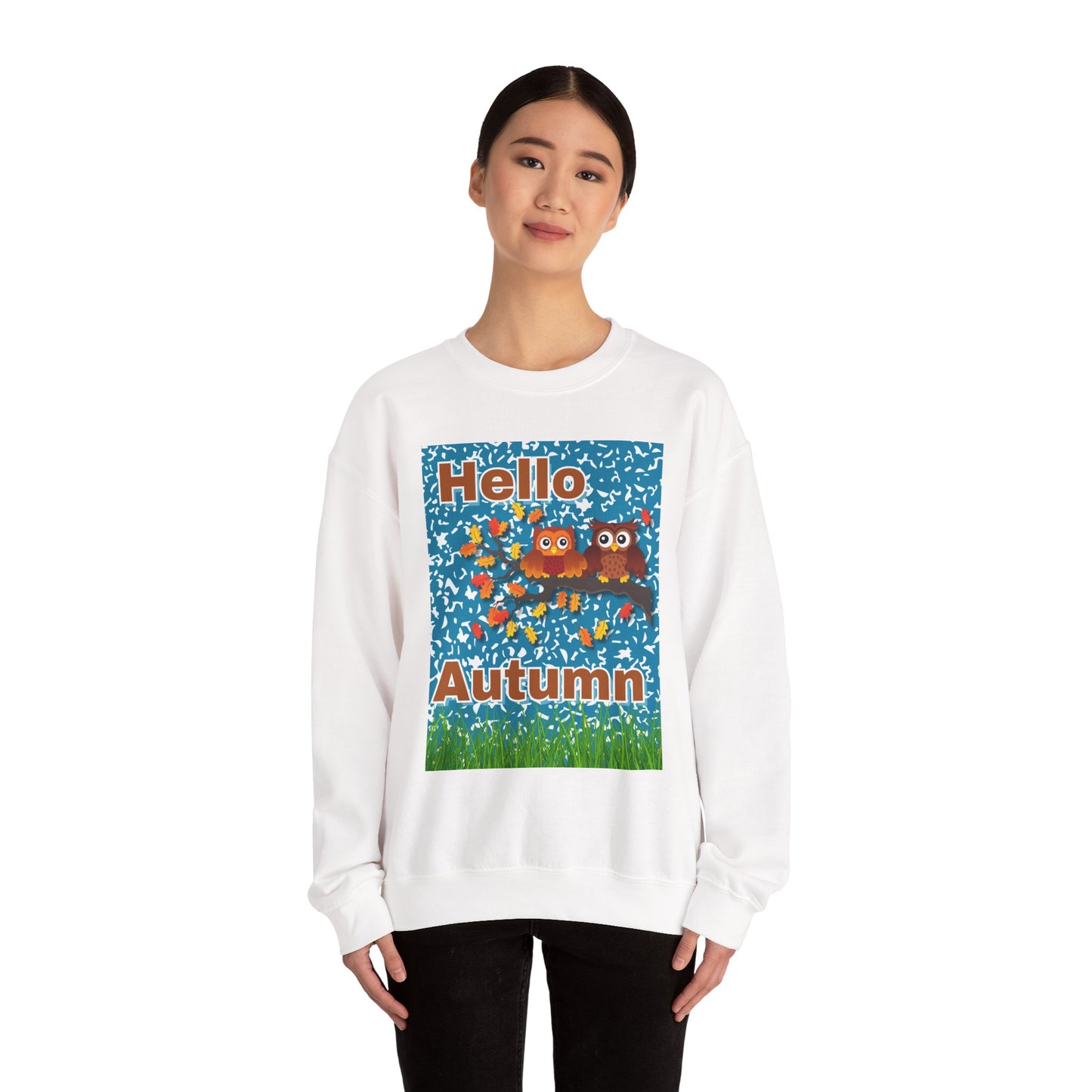 Autumn Owl Crewneck Sweatshirt, Cozy Fall Apparel, Seasonal Gift, Halloween, Thanksgiving, Cute Sweatshirt, Unisex Fall Fashion