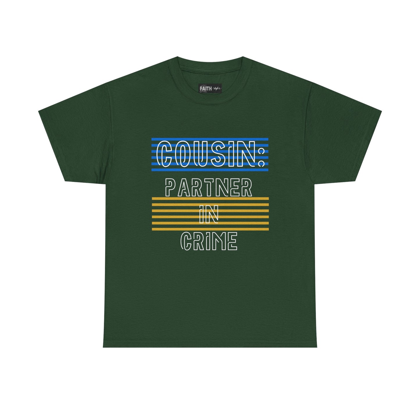 Cousins Partner in Crime Tee | Unisex Heavy Cotton T-Shirt for Family Gatherings, Cousin's Day, Gift for Cousins, Comfortable Casual Wear