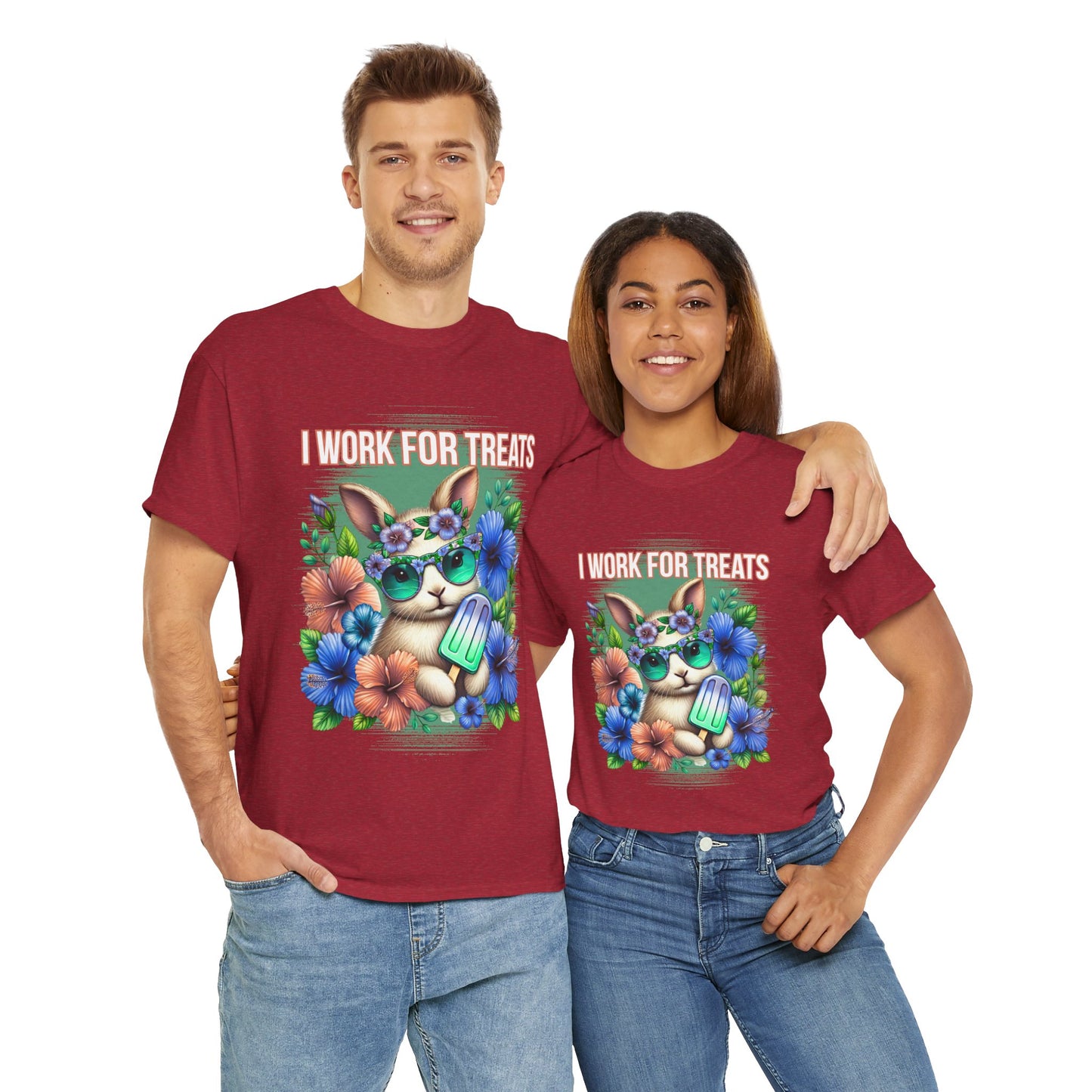 Cute Bunny Graphic Tee for Treat Lovers, Summer Fun Shirt, Animal Lover Gift, Cute Gift for Her, Floral T-Shirt